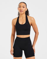 Staple Halterneck Crop Top - Black