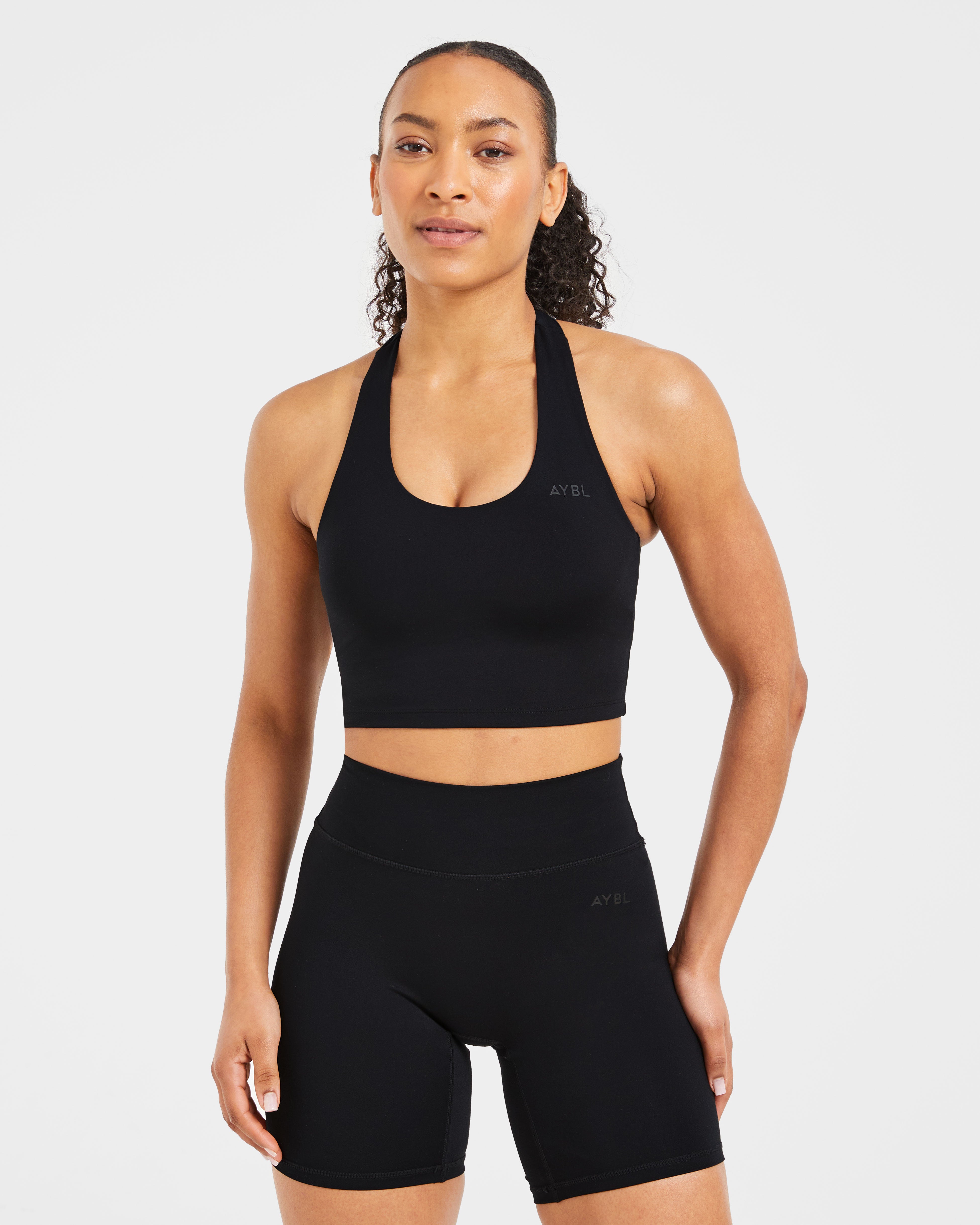 Staple Halterneck Crop Top - Black