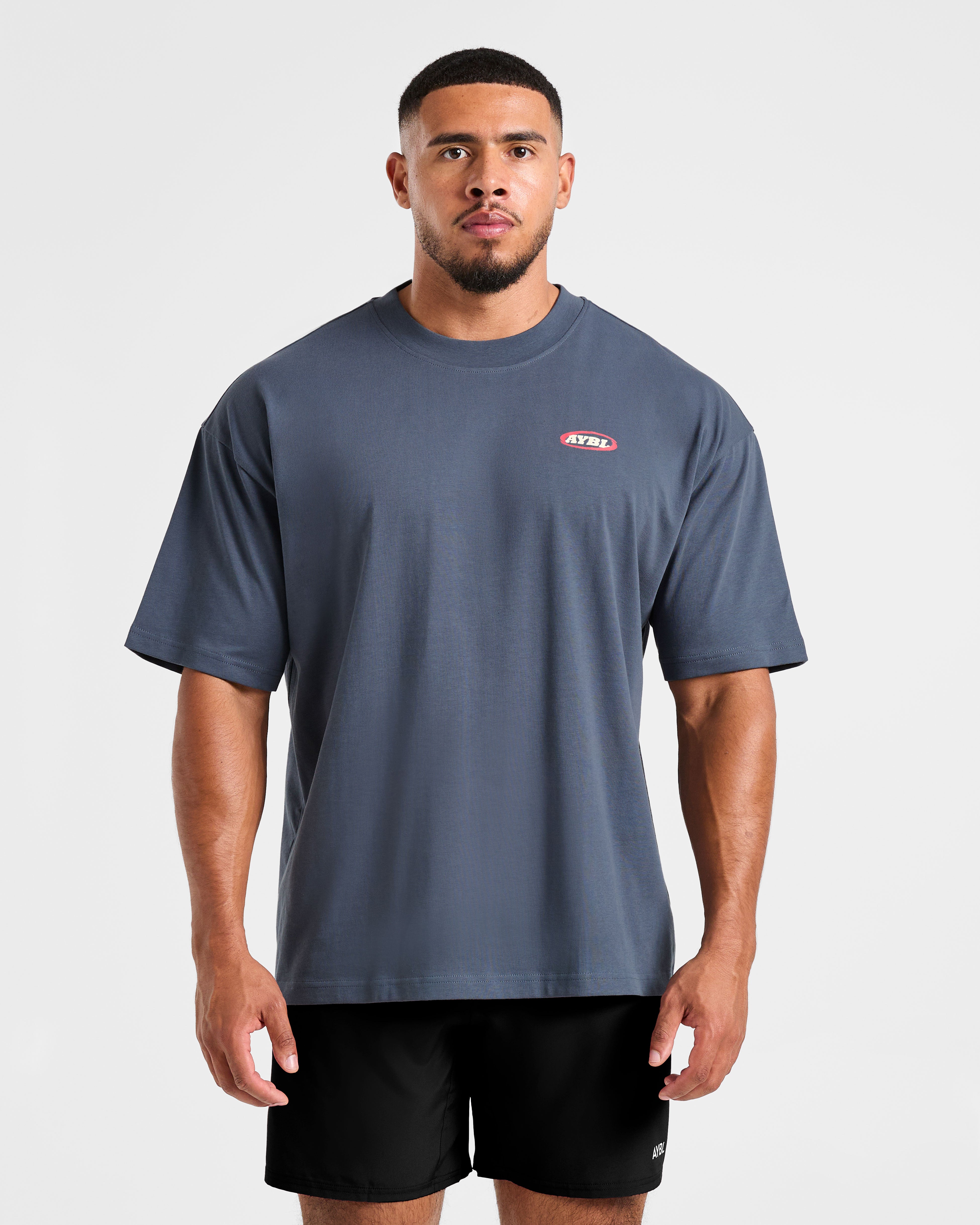 Athletics Script Oversized T Shirt - Vintage Blue