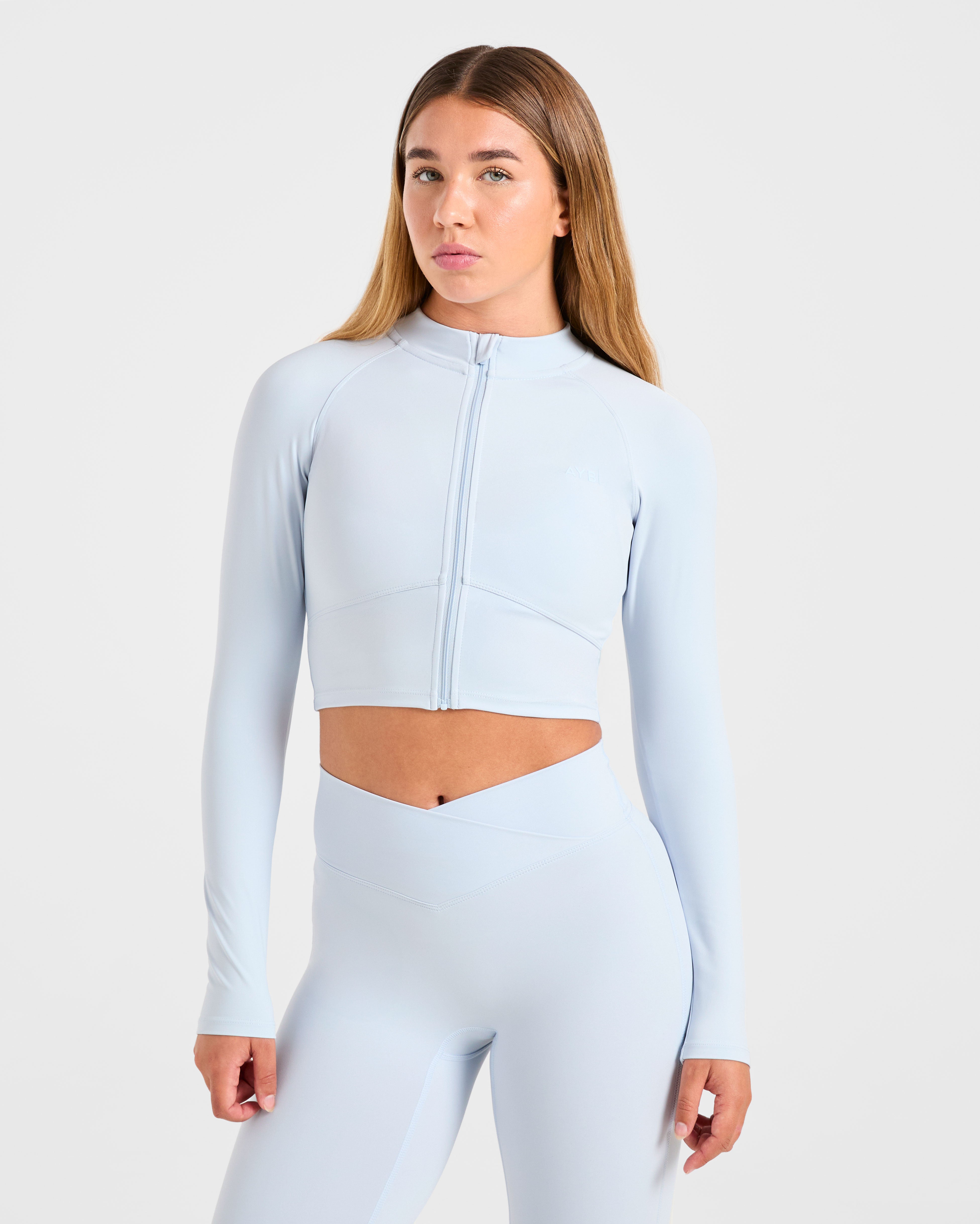 Sculpt Wrap Zip Up Jacket - Iced Blue