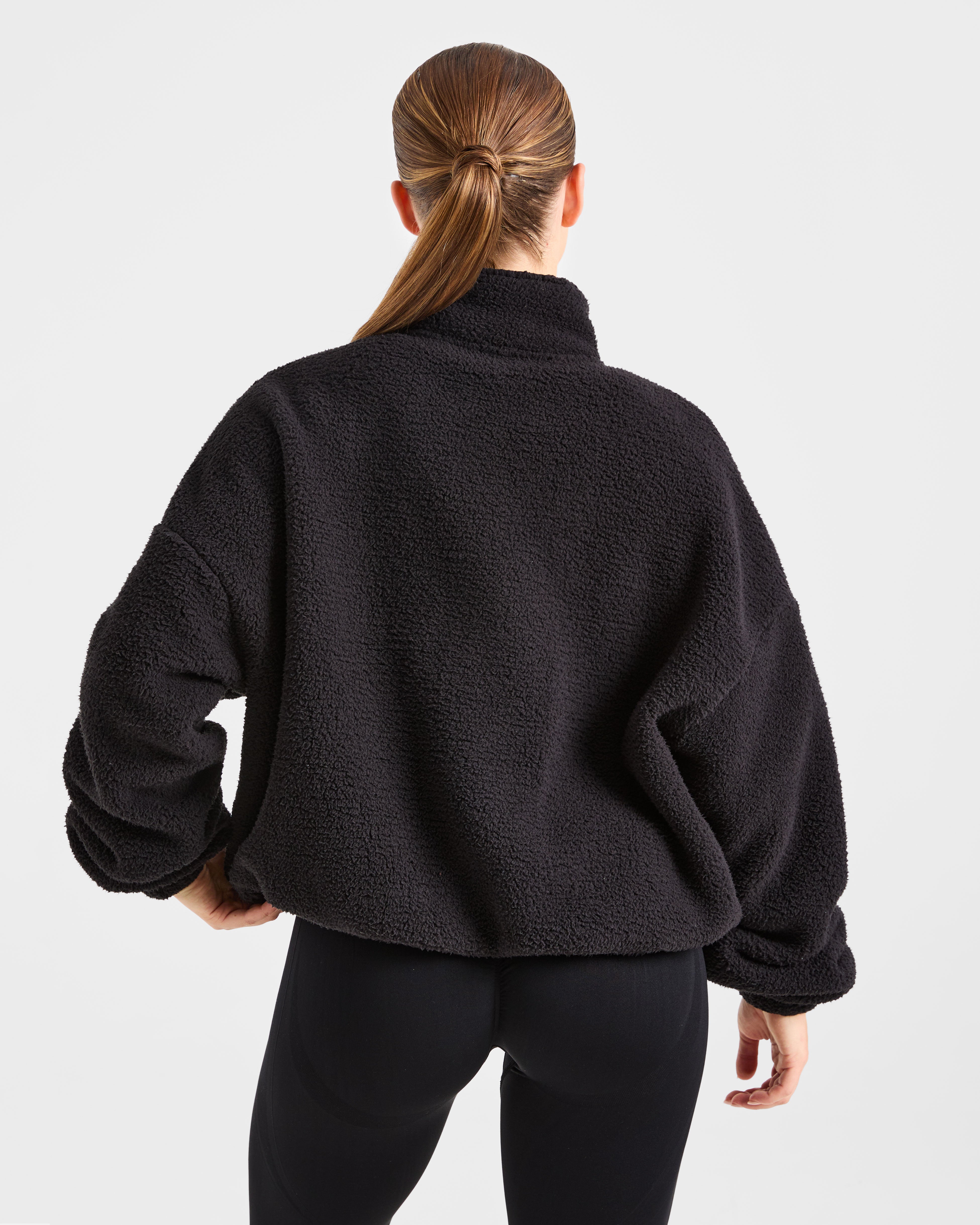 JD Varsity Oversized Fleece Zip Up Jacket - Black (Copy)