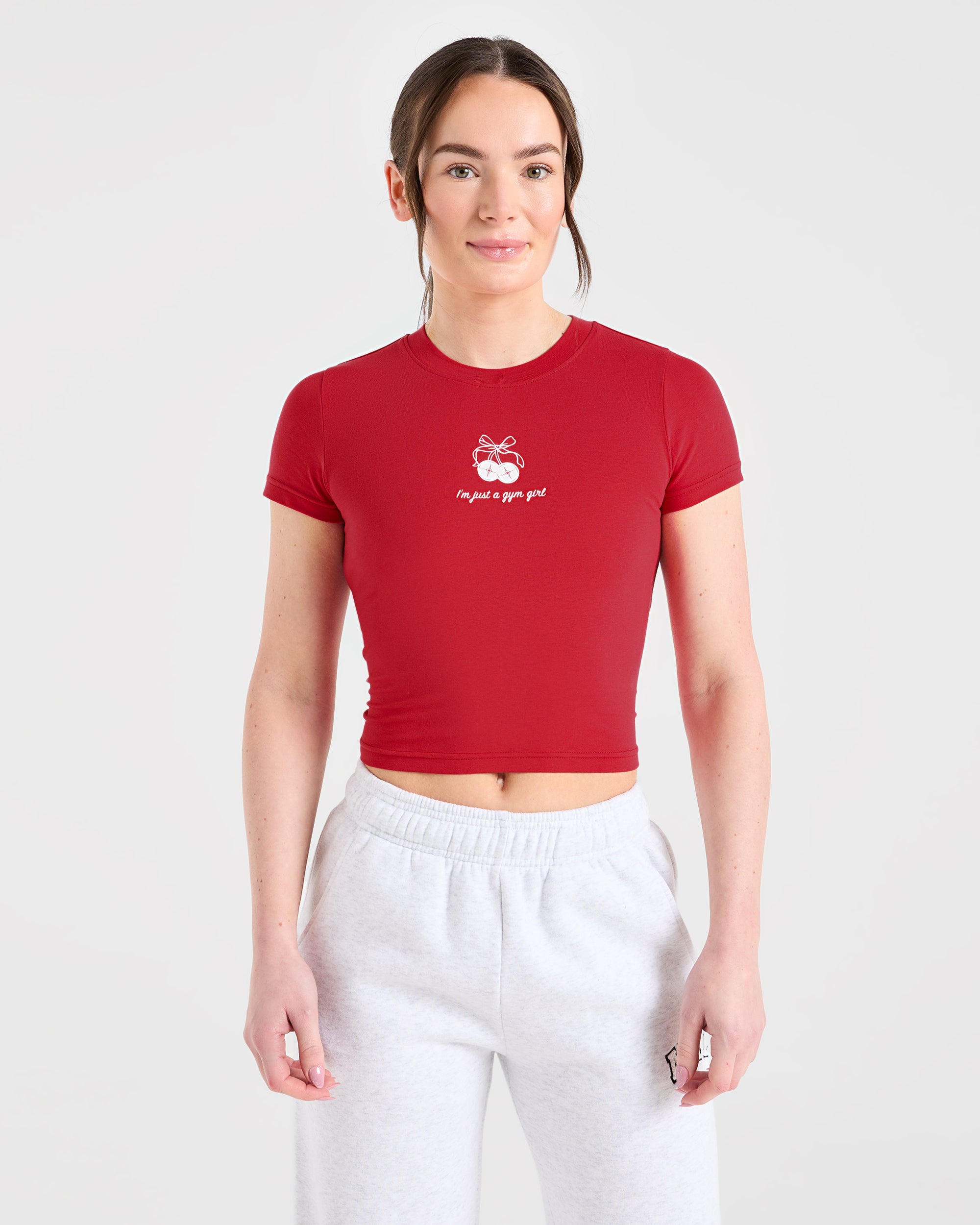 Just a Gym Girl Baby Tee - Red