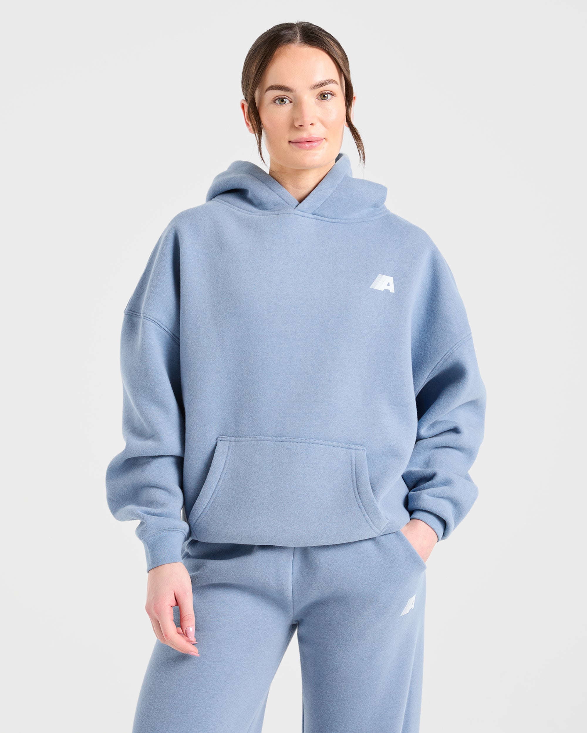 Retro Athletics Oversized Hoodie - Vintage Blue