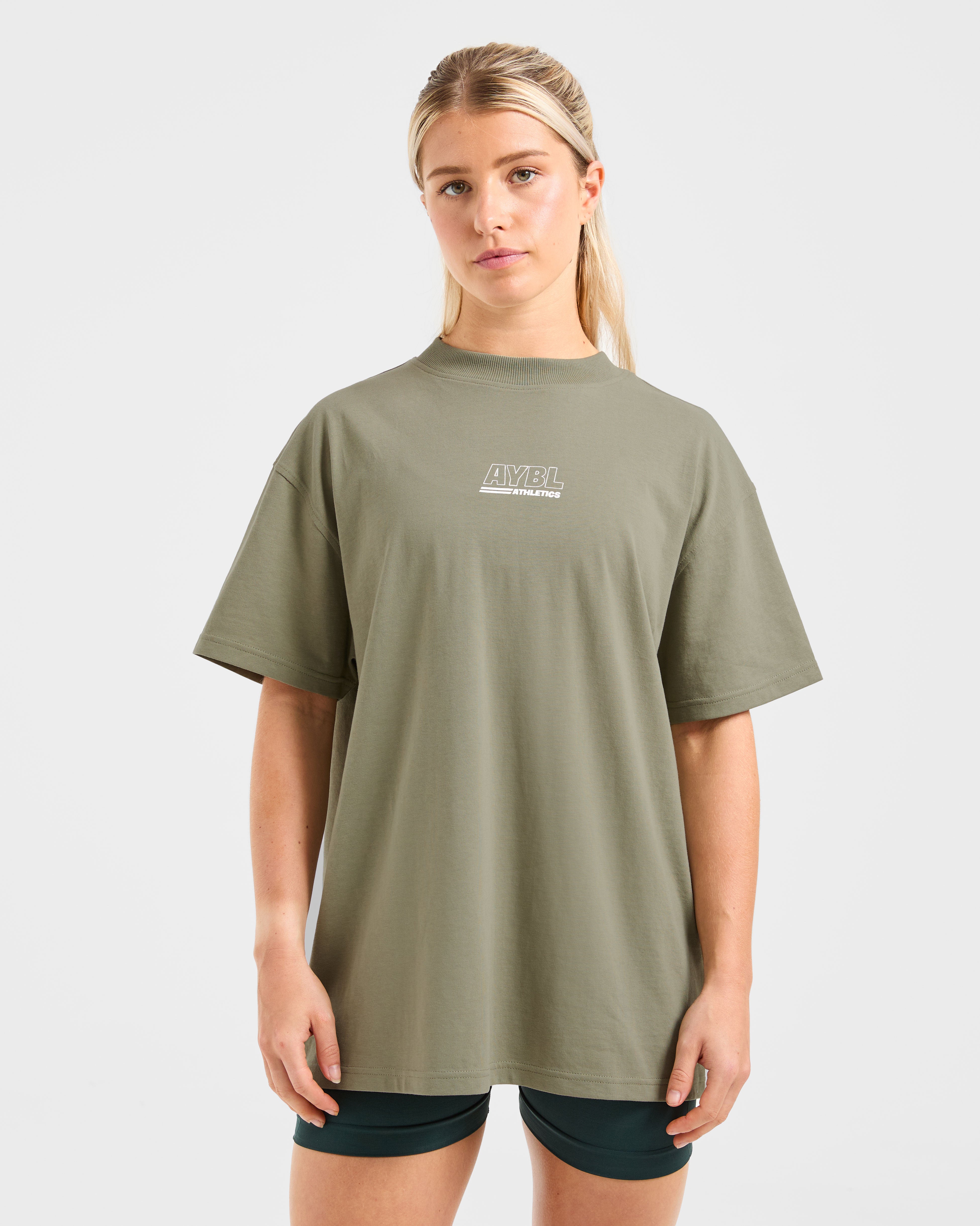 JD Athletics Track Oversized T Shirt - Muted Olive