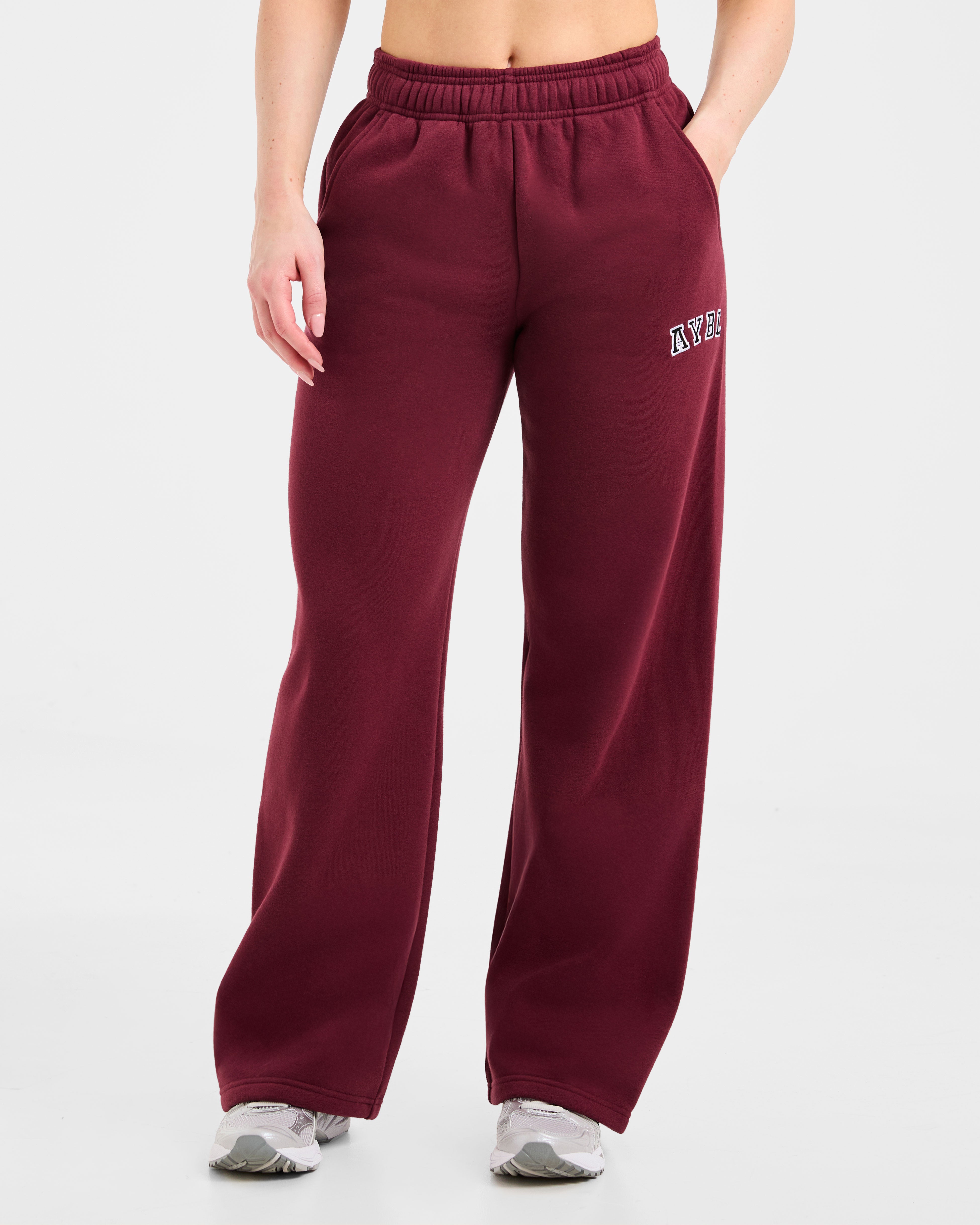 Varsity 2.0 Oversized Straight Leg Joggers - Red Wine