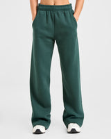 Classic Plush Oversized Straight Leg Joggers - Pine Green