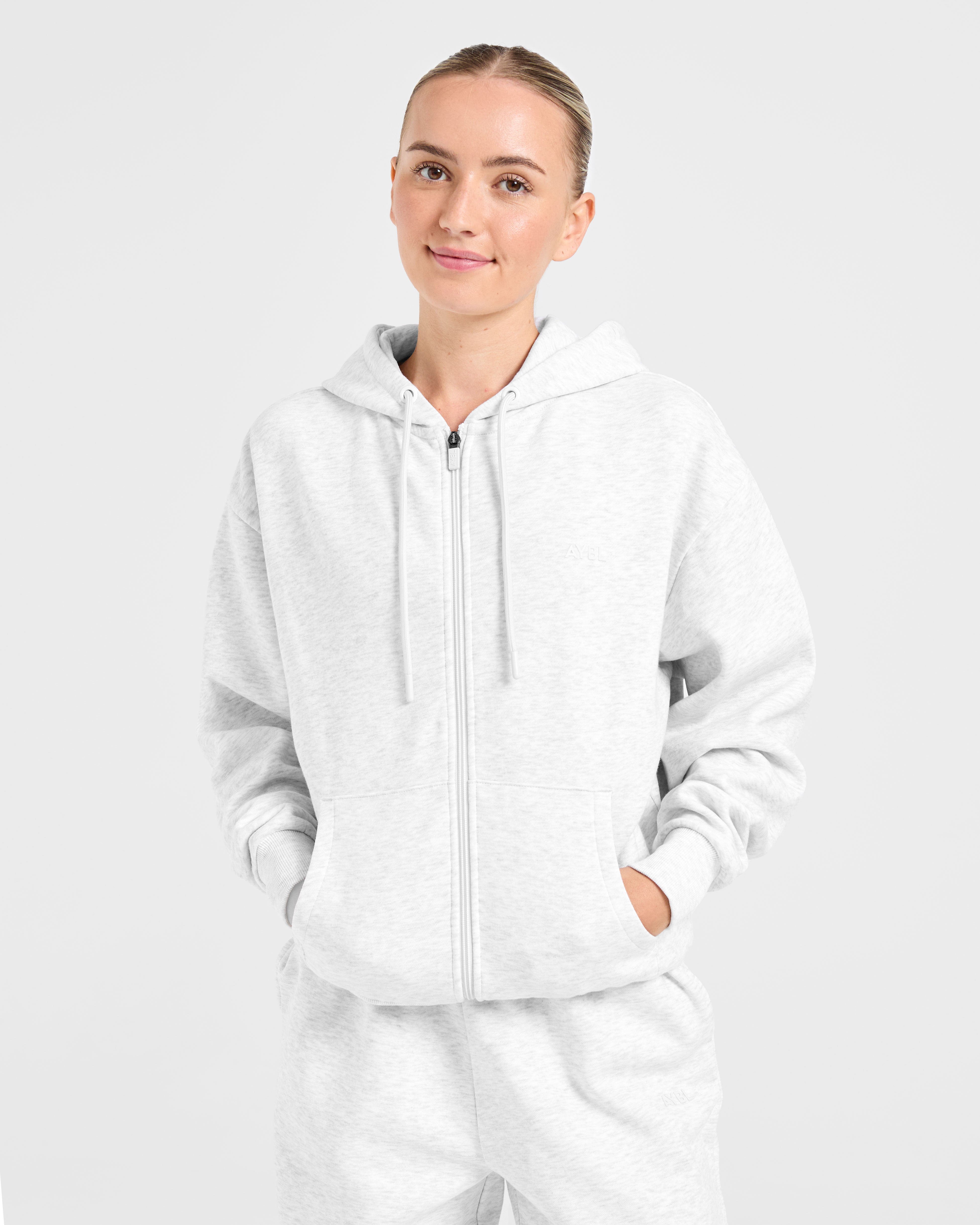Lifestyle Oversized Zip Up Hoodie - Heather Grey