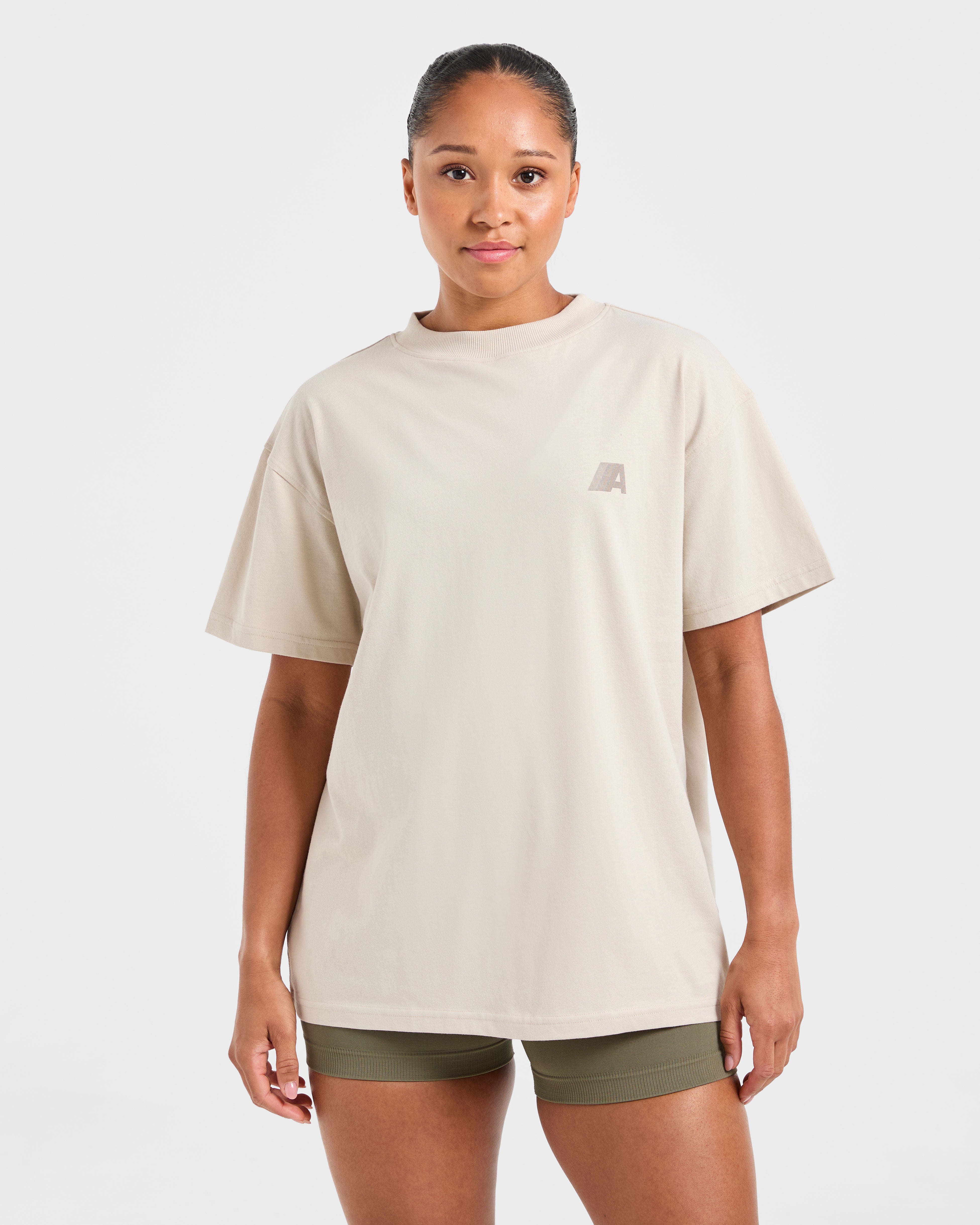 Retro Athletics Oversized T Shirt - Sand