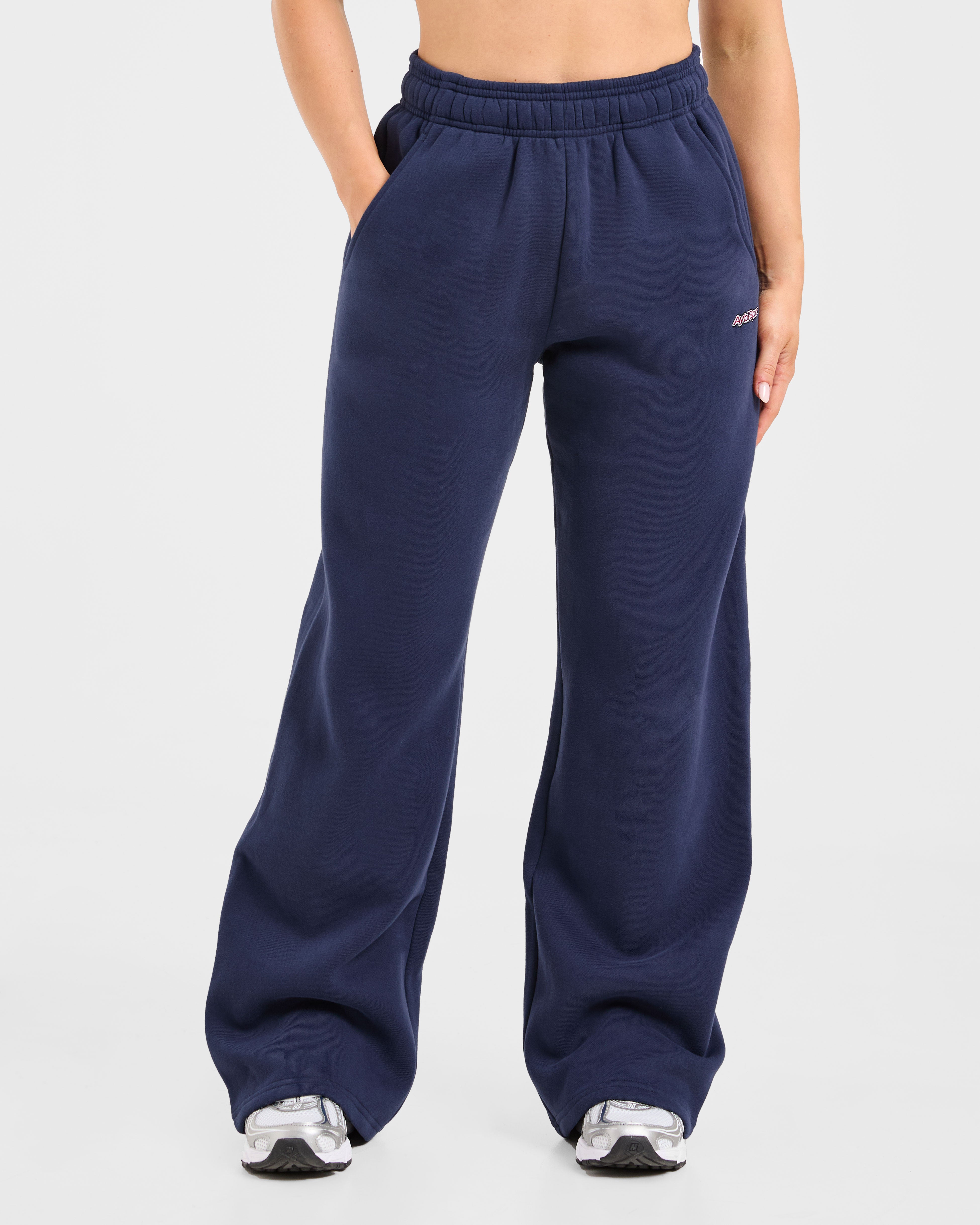 AYBL Sports Outline Oversized Straight Leg Joggers - Navy
