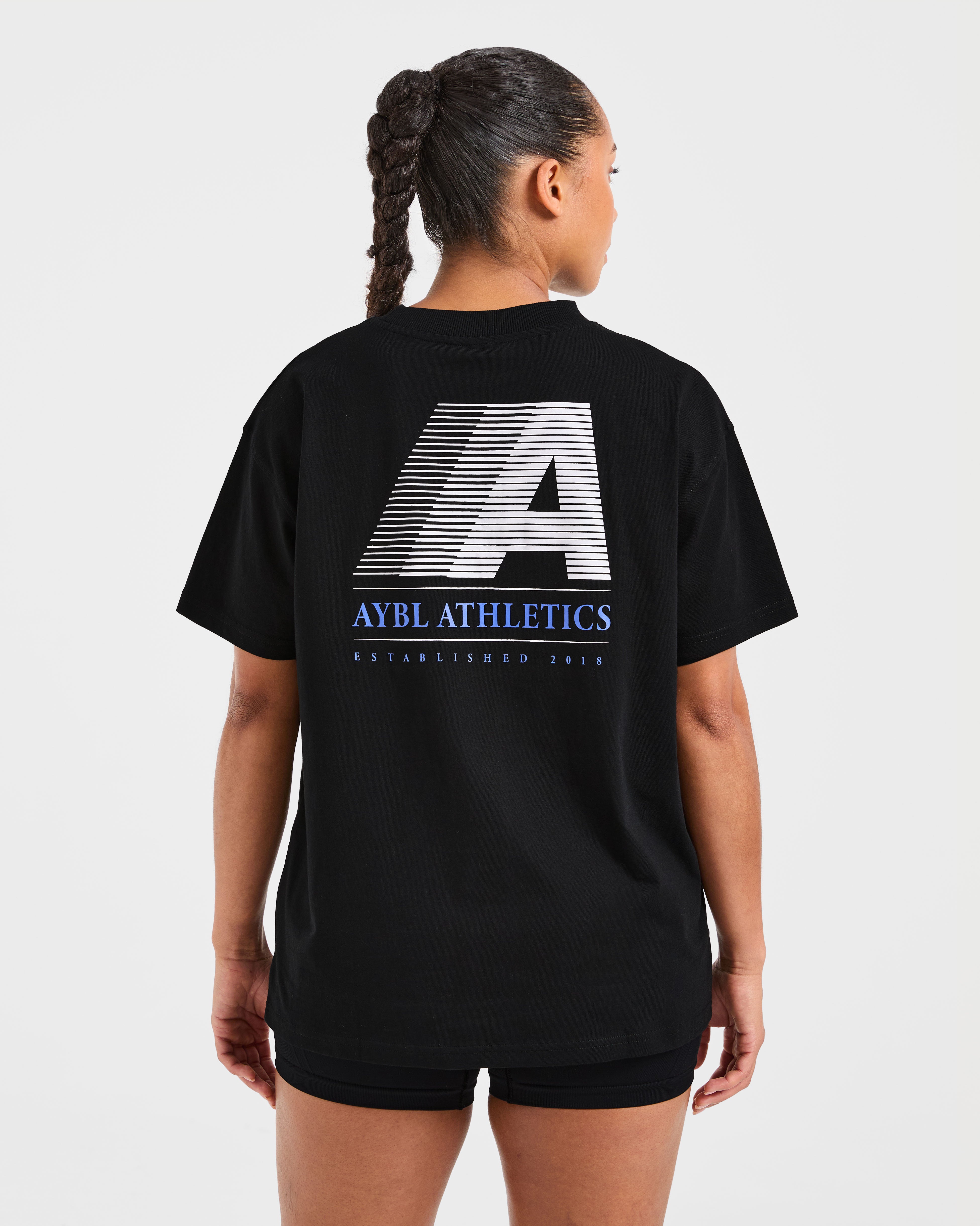 Retro Athletics Oversized T Shirt - Black