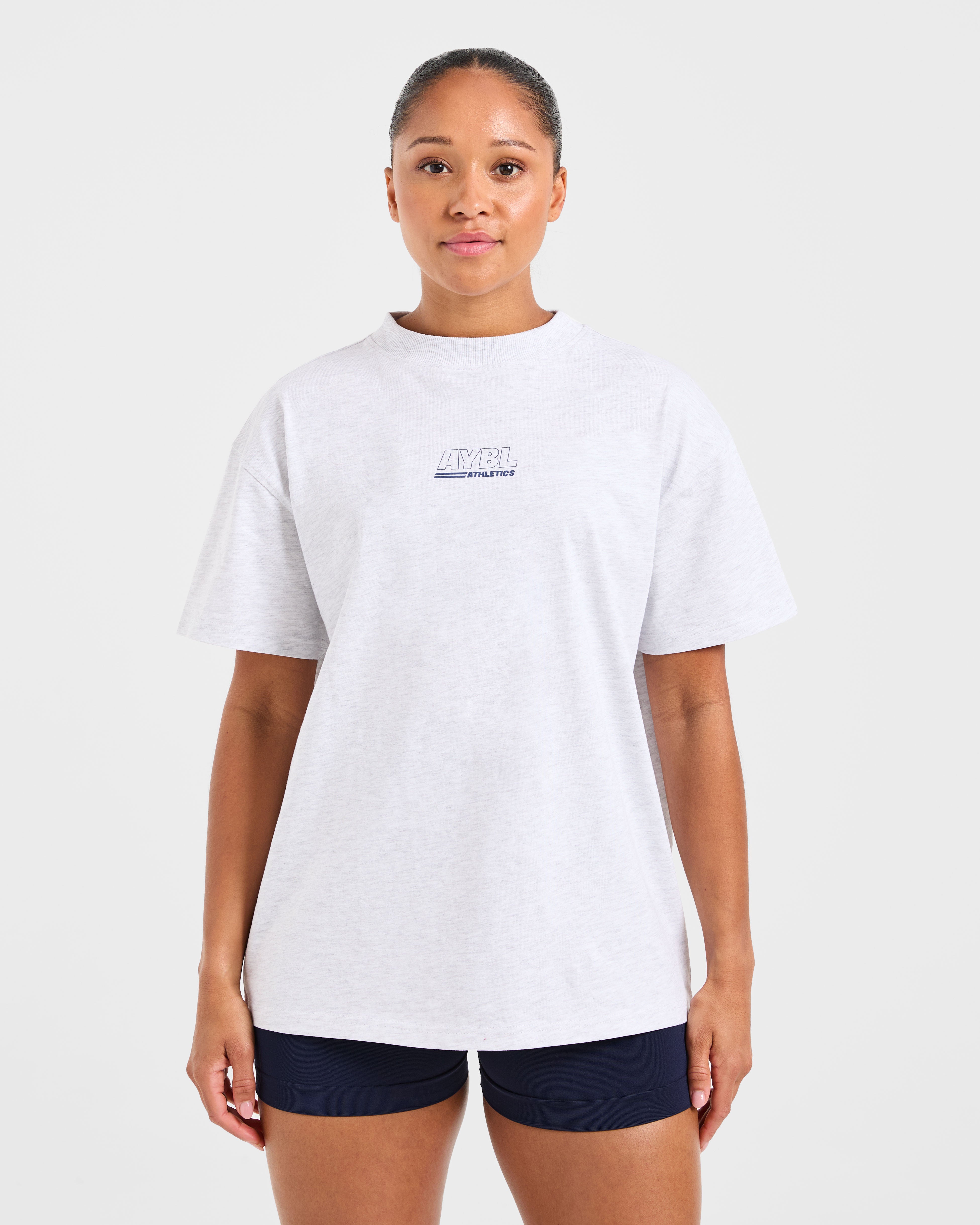 Athletics Track Oversized T Shirt - Heather Grey/Navy