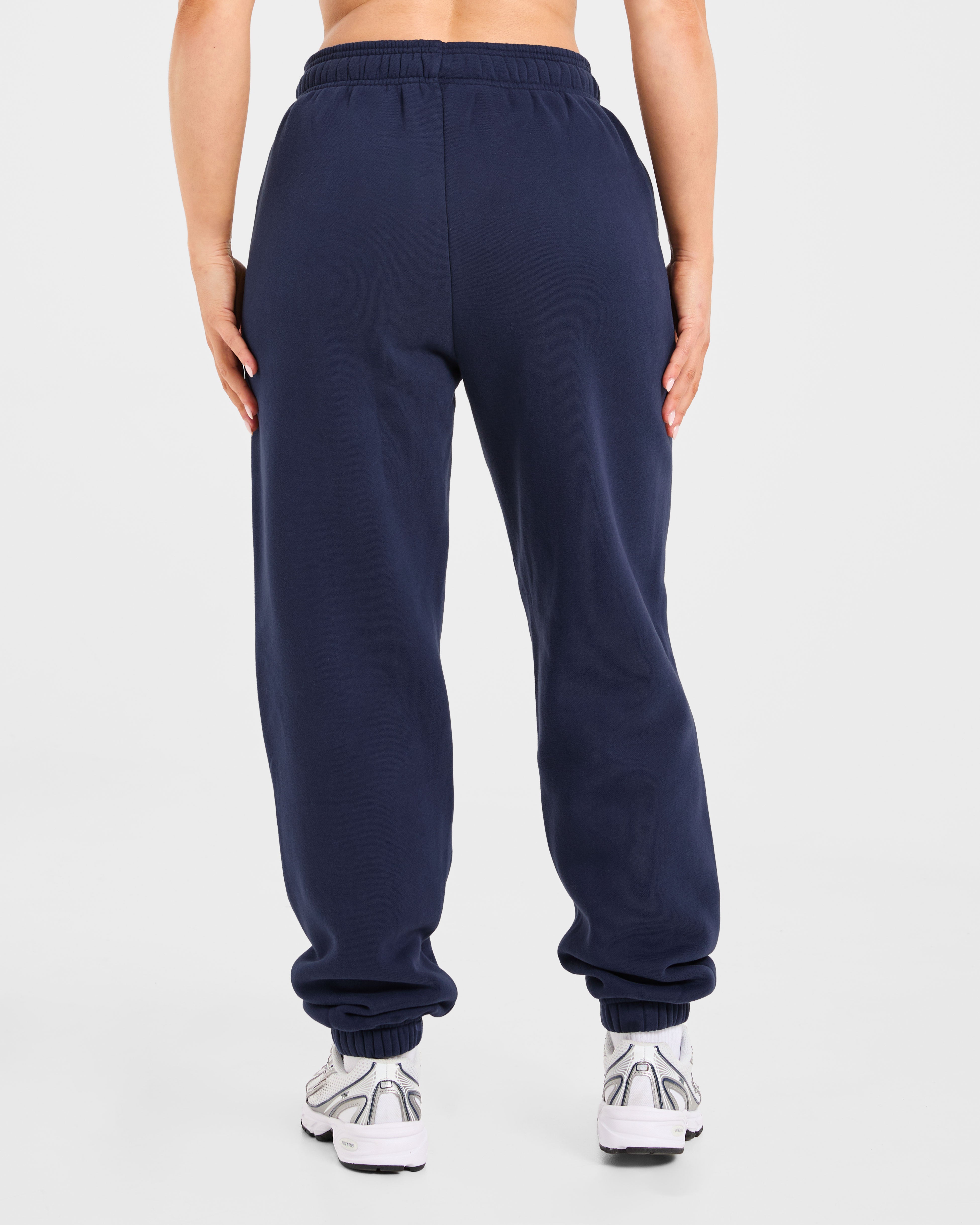 Retro Embroidered Oversized Joggers - Navy