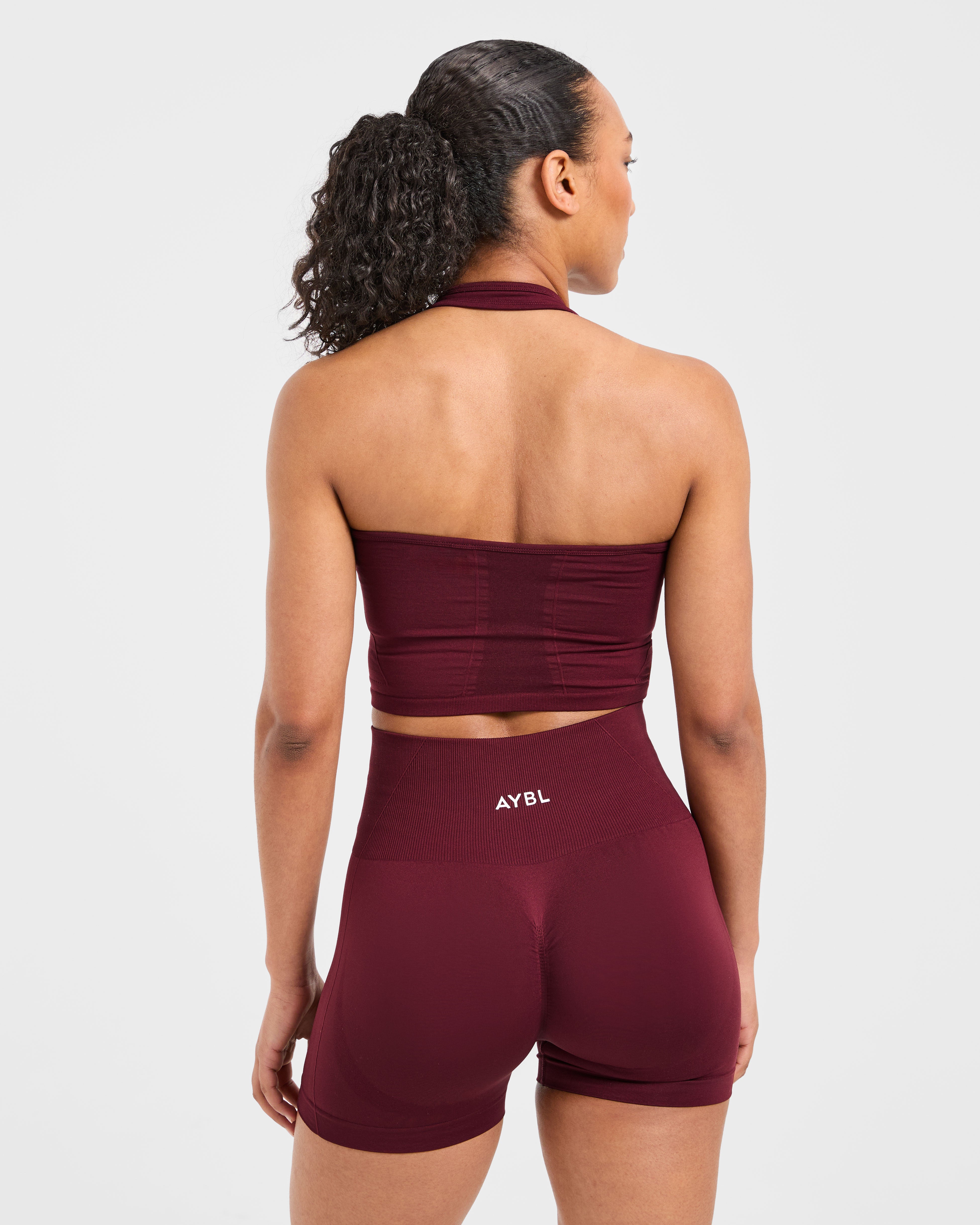 JD Empower Seamless Halterneck Crop Top - Red Wine