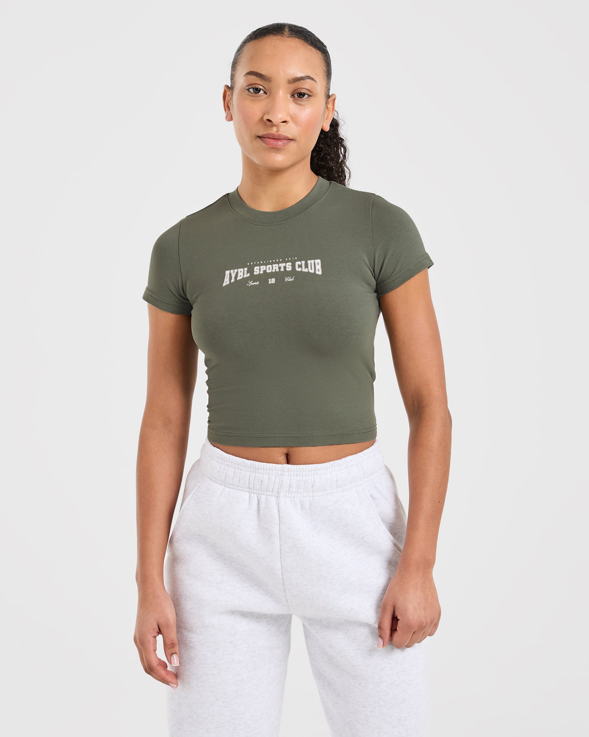 Sports Club Varsity Baby Tee - Forest Green