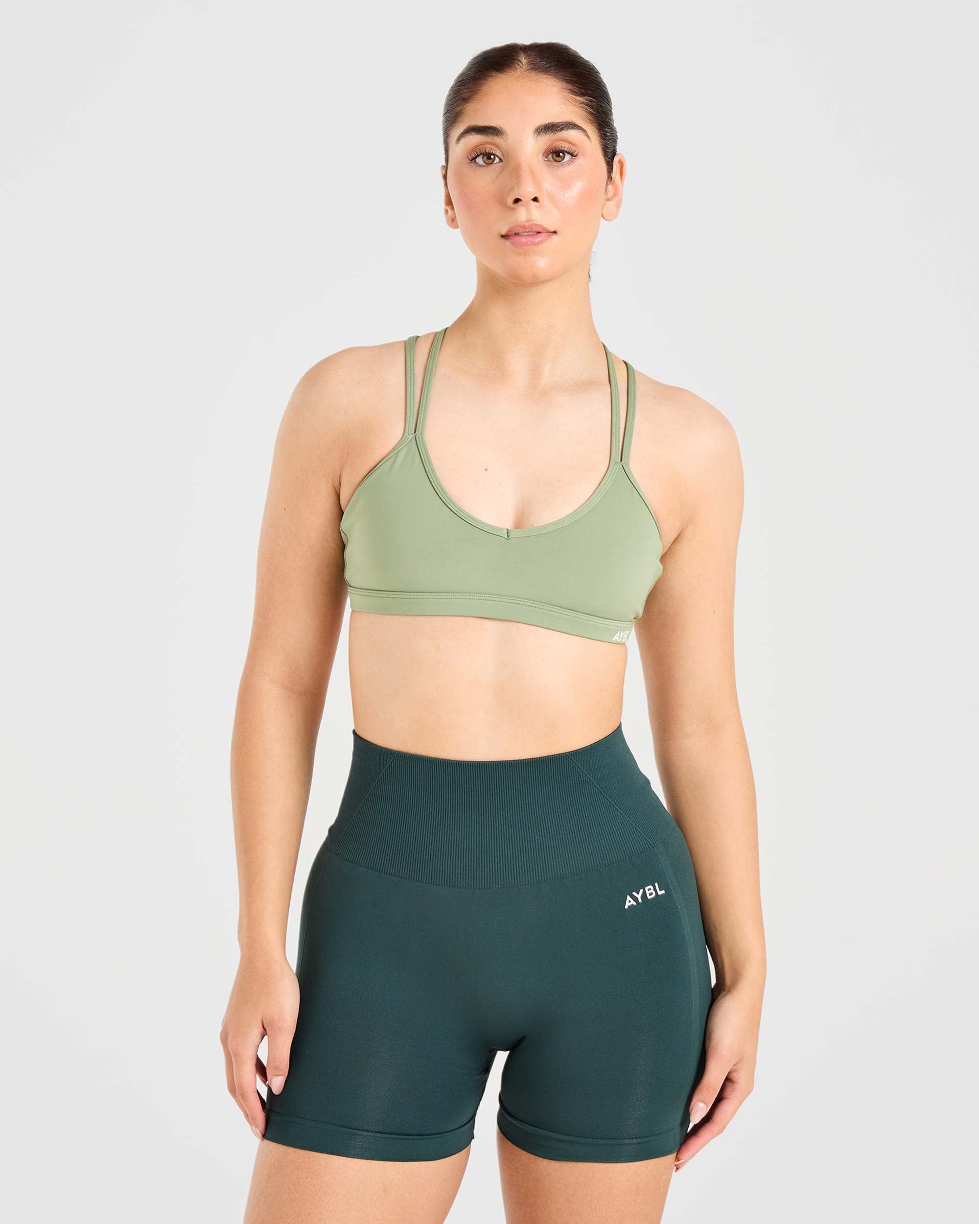 Essential Strappy Sports Bra - Olive Green - aybldev