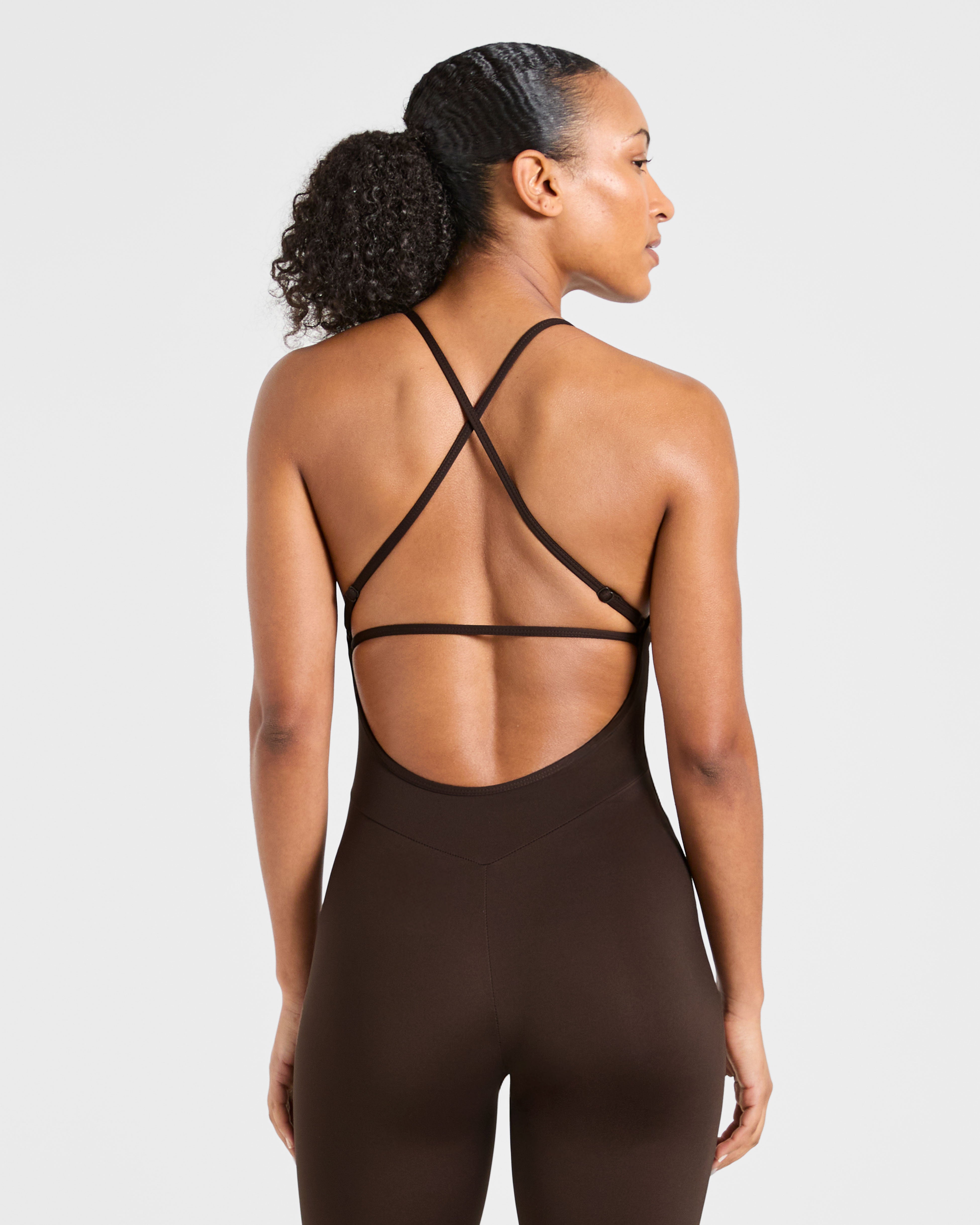 Sculpt Backless Flared All In One - Deep Cocoa Brown