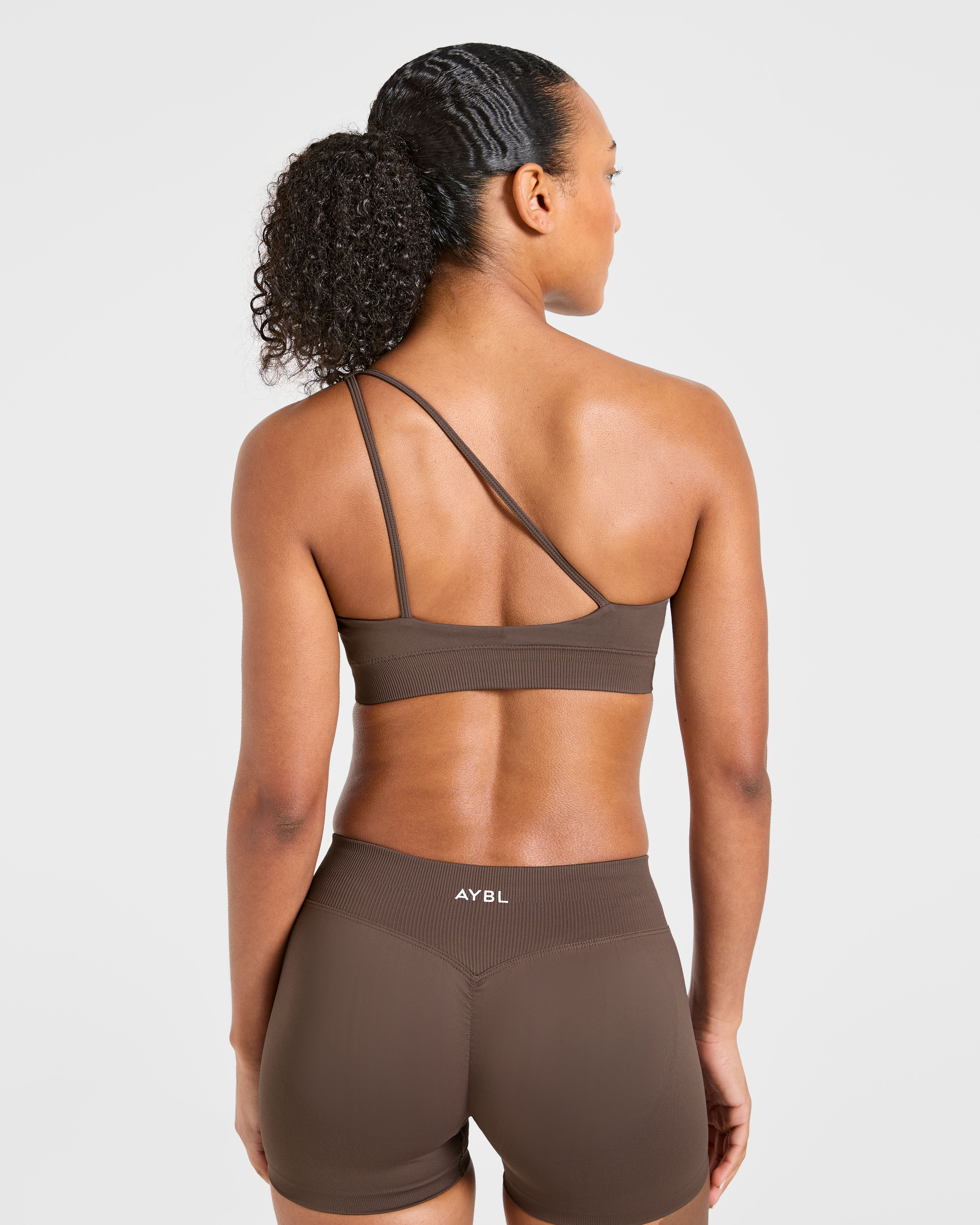 Enhance Seamless One Shoulder Sports Bra - Brown