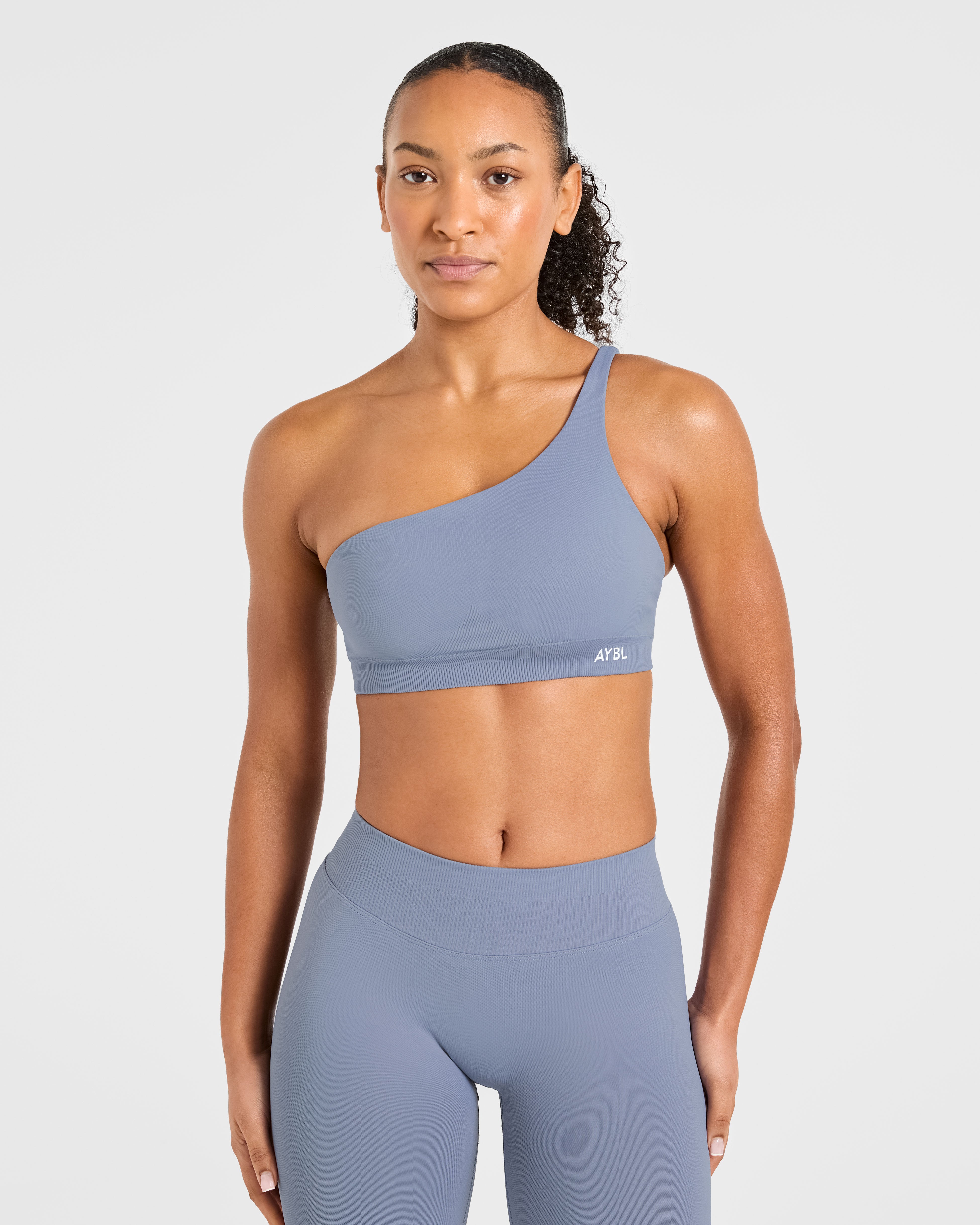 Enhance Seamless One Shoulder Sports Bra - Slate Blue