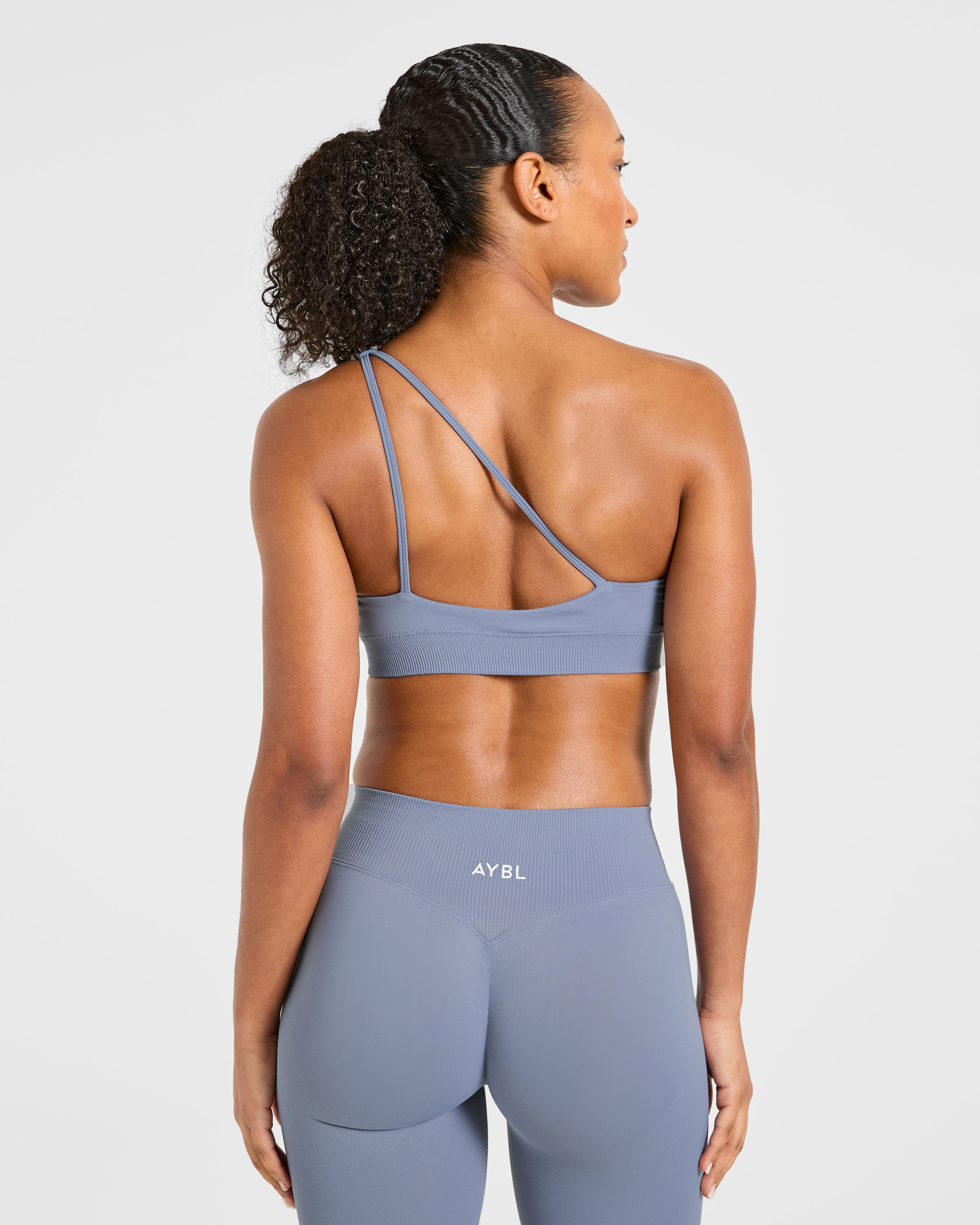 Enhance Seamless One Shoulder Sports Bra - Slate Blue