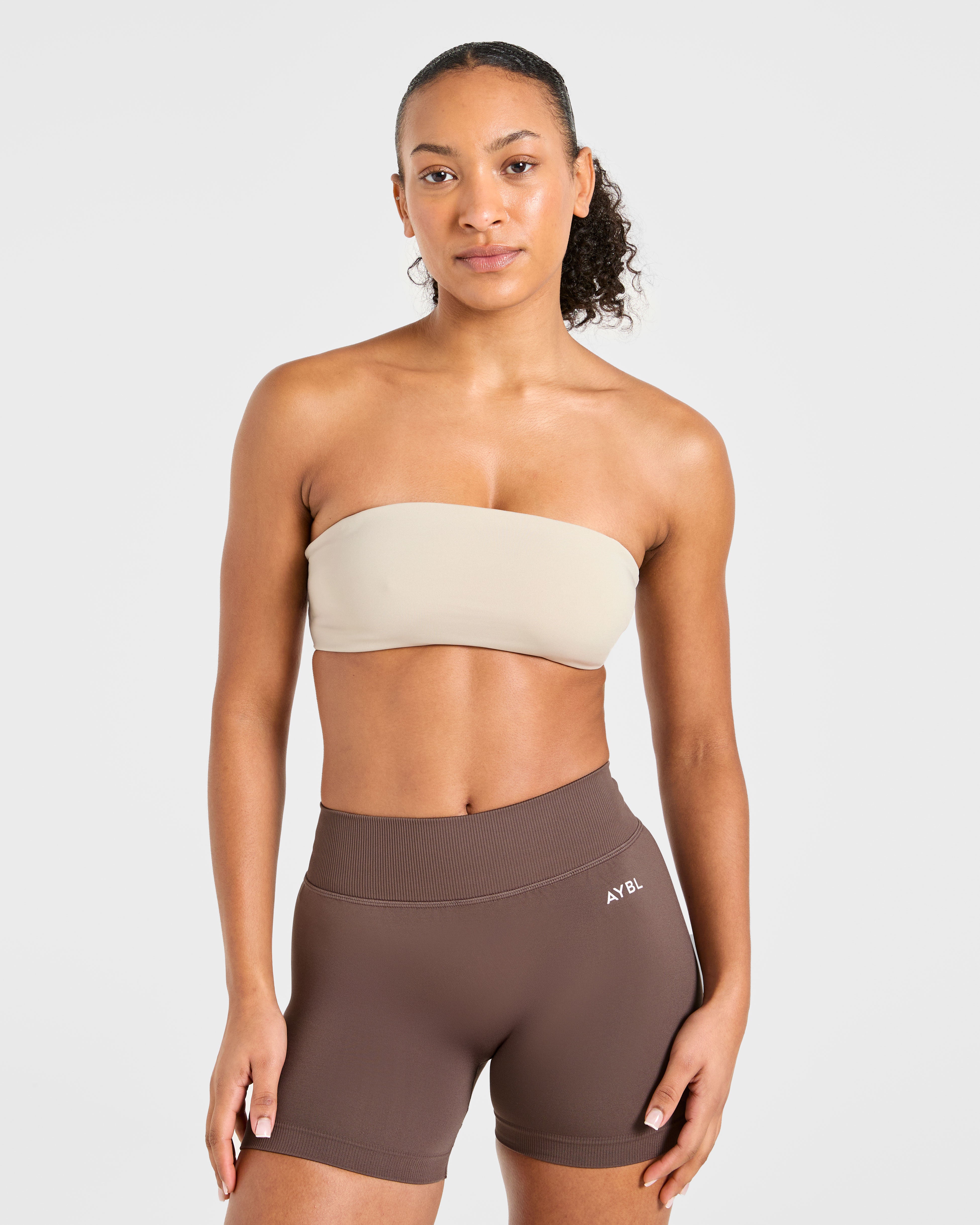 Essential Bandeau Sports Bra - Taupe Sand