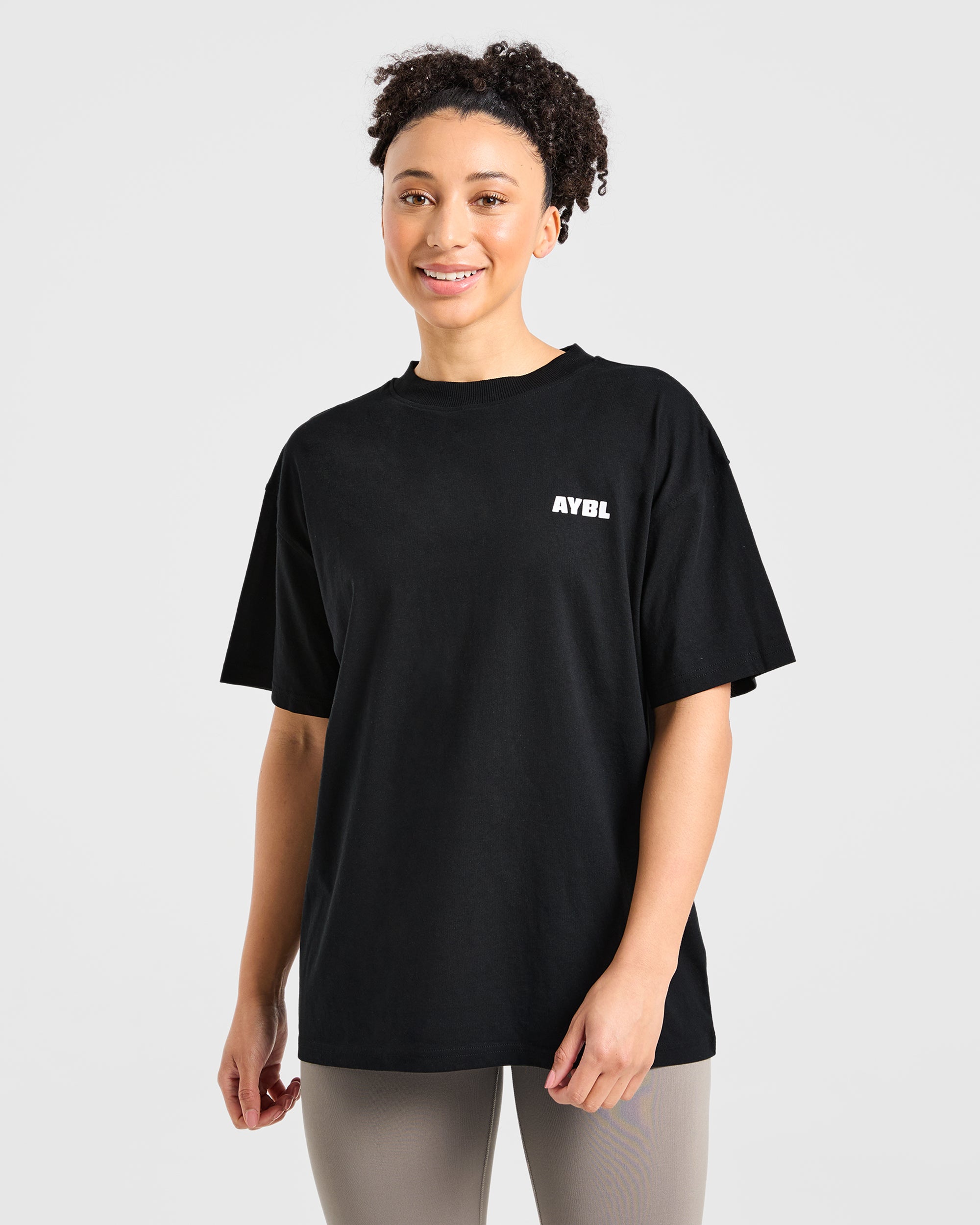 Focused Wavy Oversized T Shirt - Black