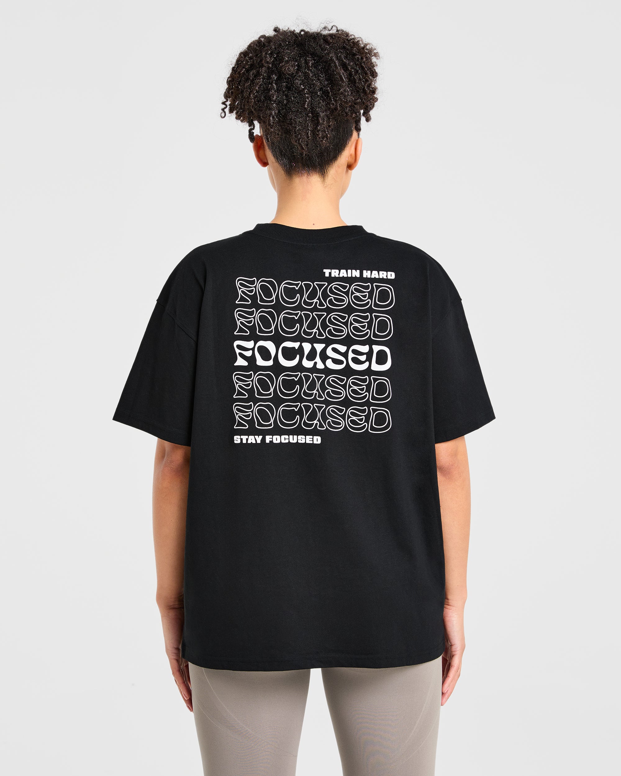 Focused Wavy Oversized T Shirt - Black