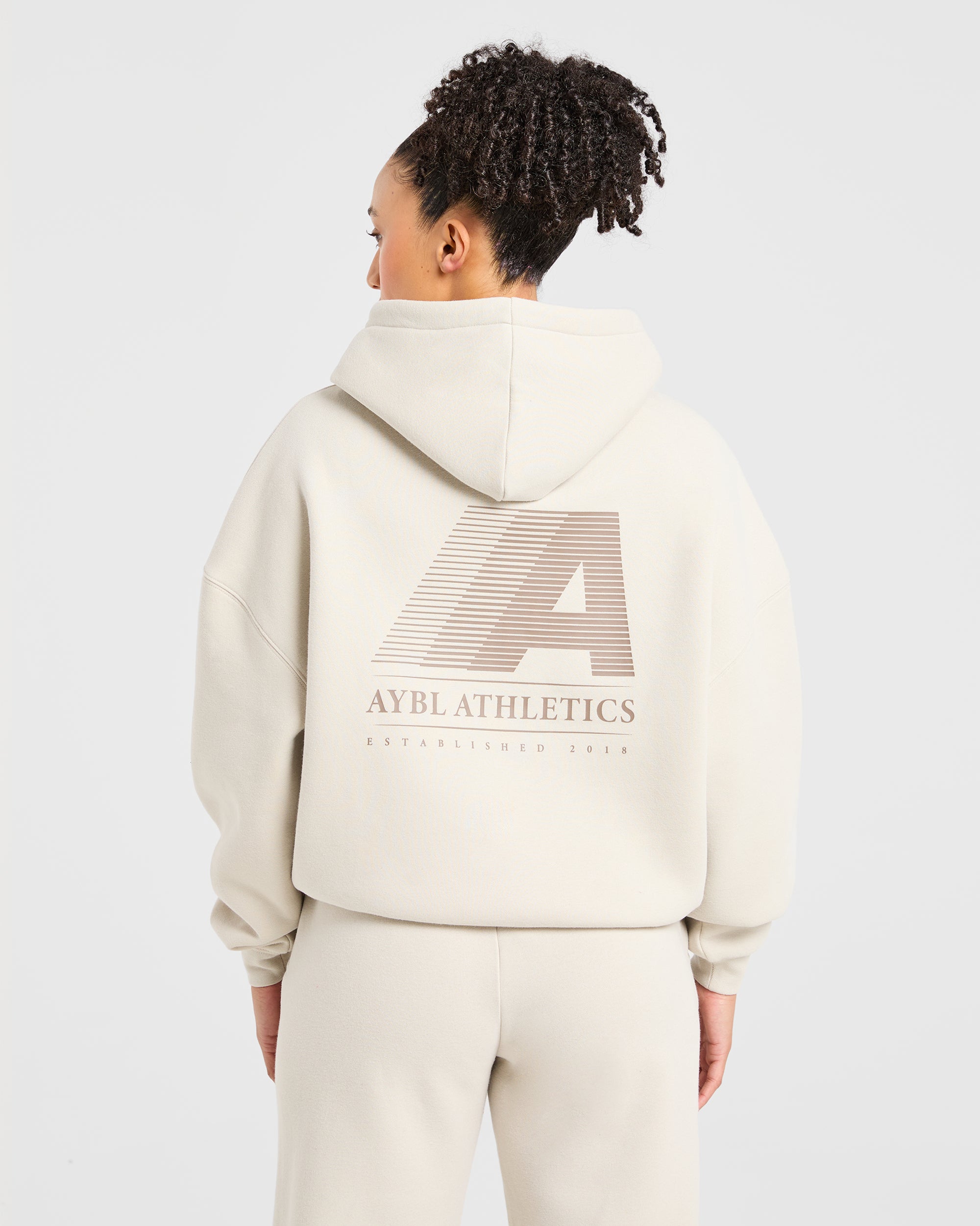 Retro Athletics Oversized Hoodie - Sand