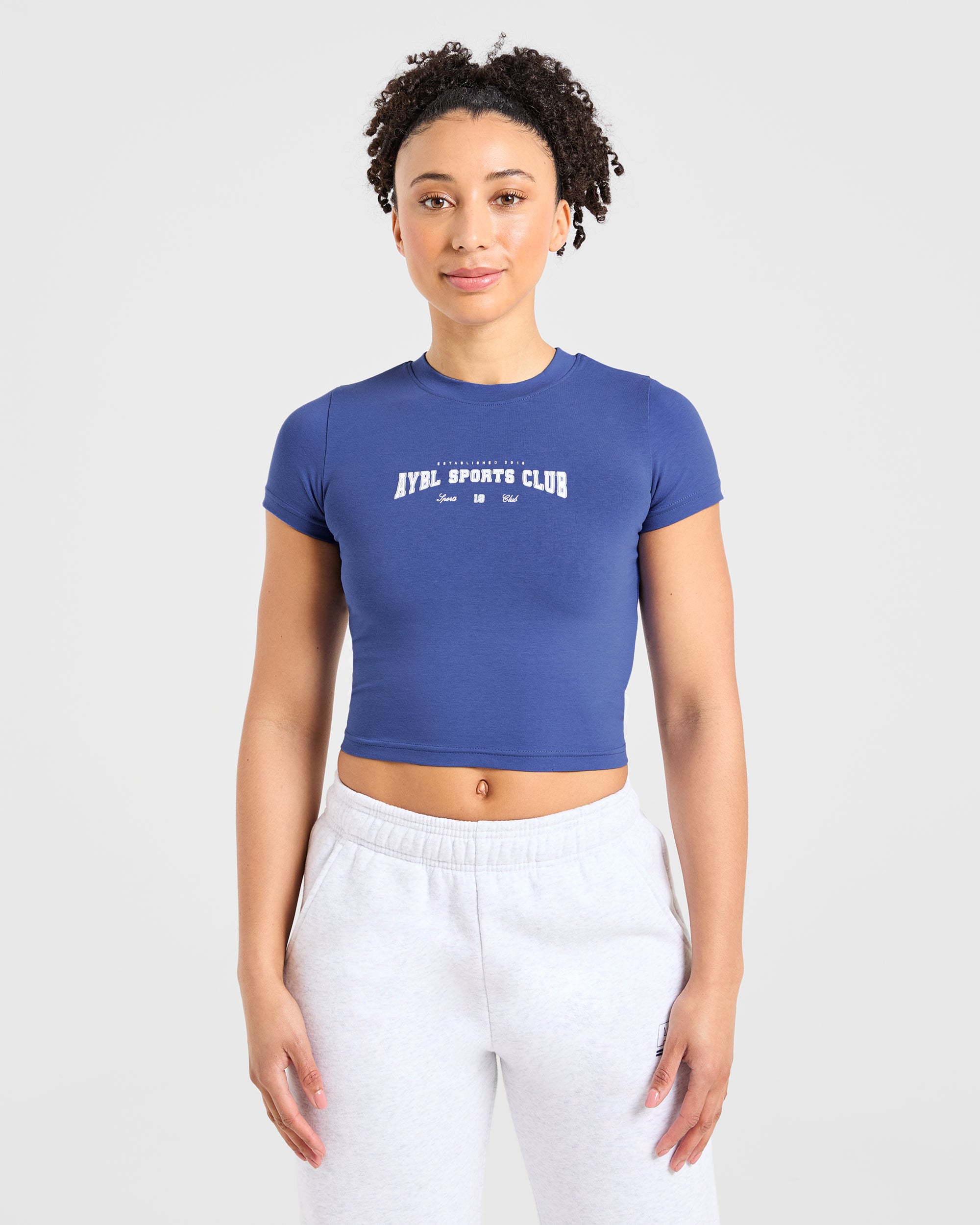 Sports Club Varsity Baby Tee - Cobalt