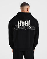 Lifting Club Gothic Oversized Hoodie - Black/Off White