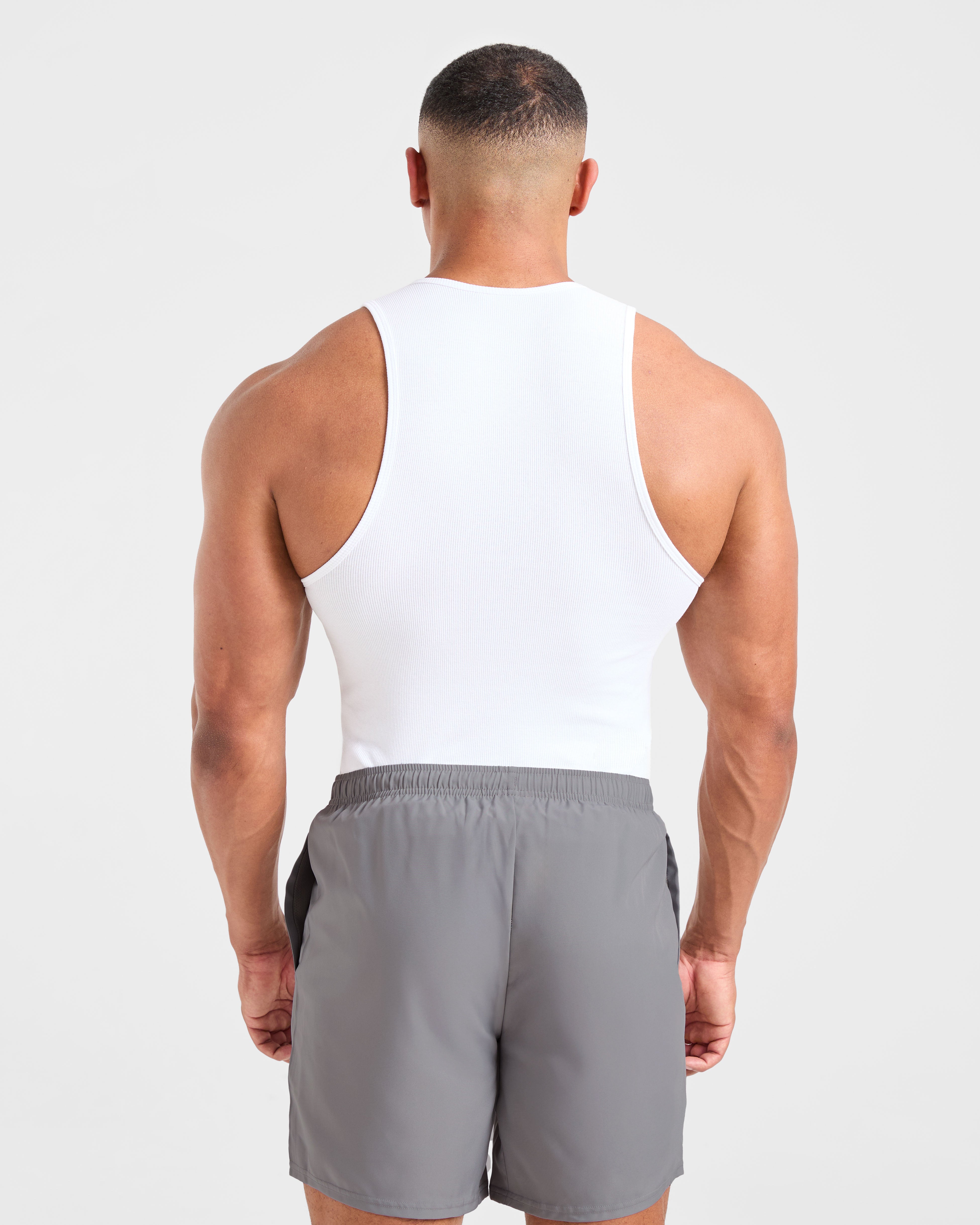 Muscle Ribbed Tank - White