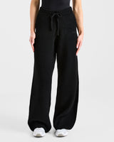 Soft Oversized Knitted Straight Leg Joggers - Black