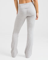 Lounge Ribbed Foldover Flared Leggings - Grey Marl
