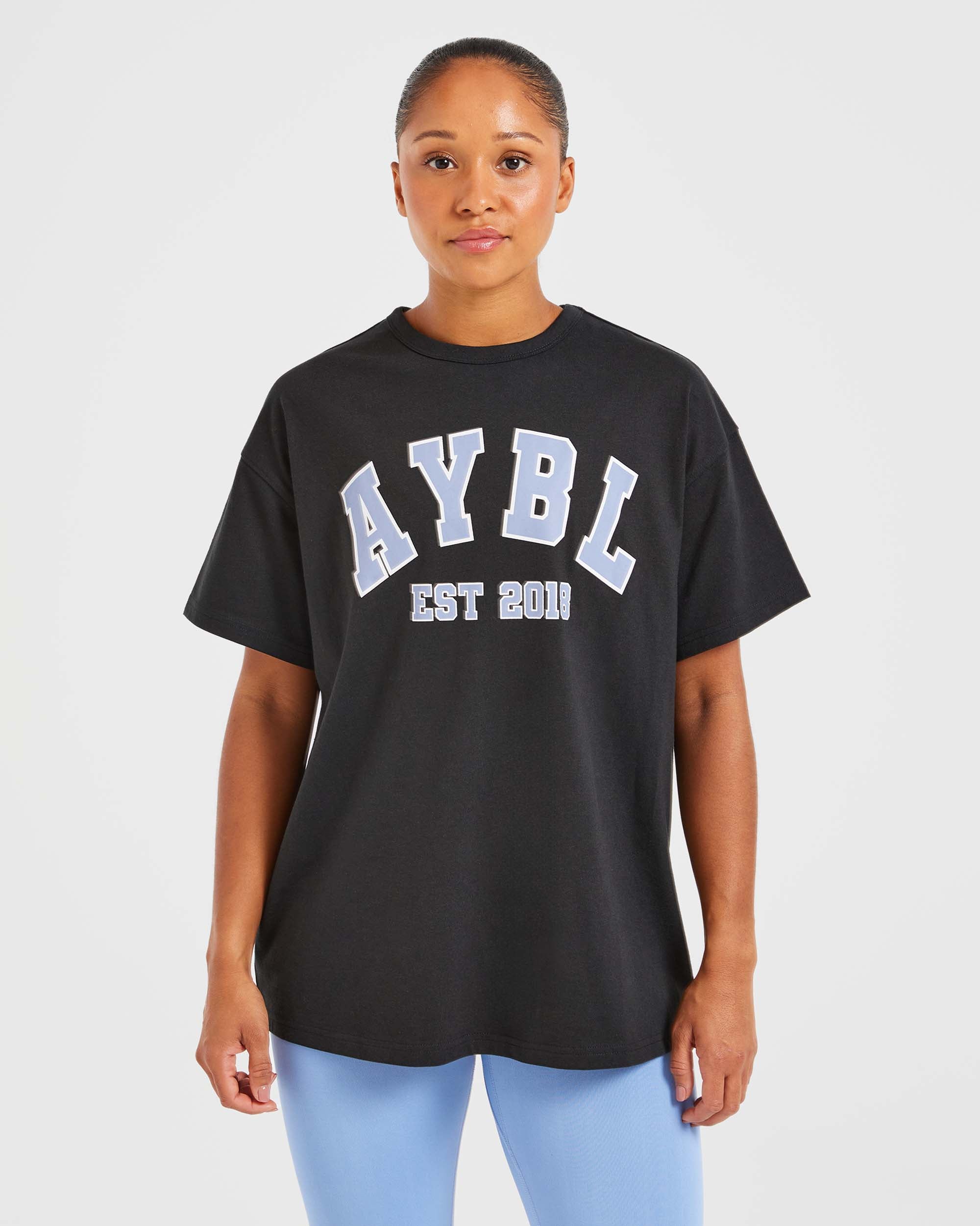 Varsity Oversized T Shirt - Black/Blue - aybldev