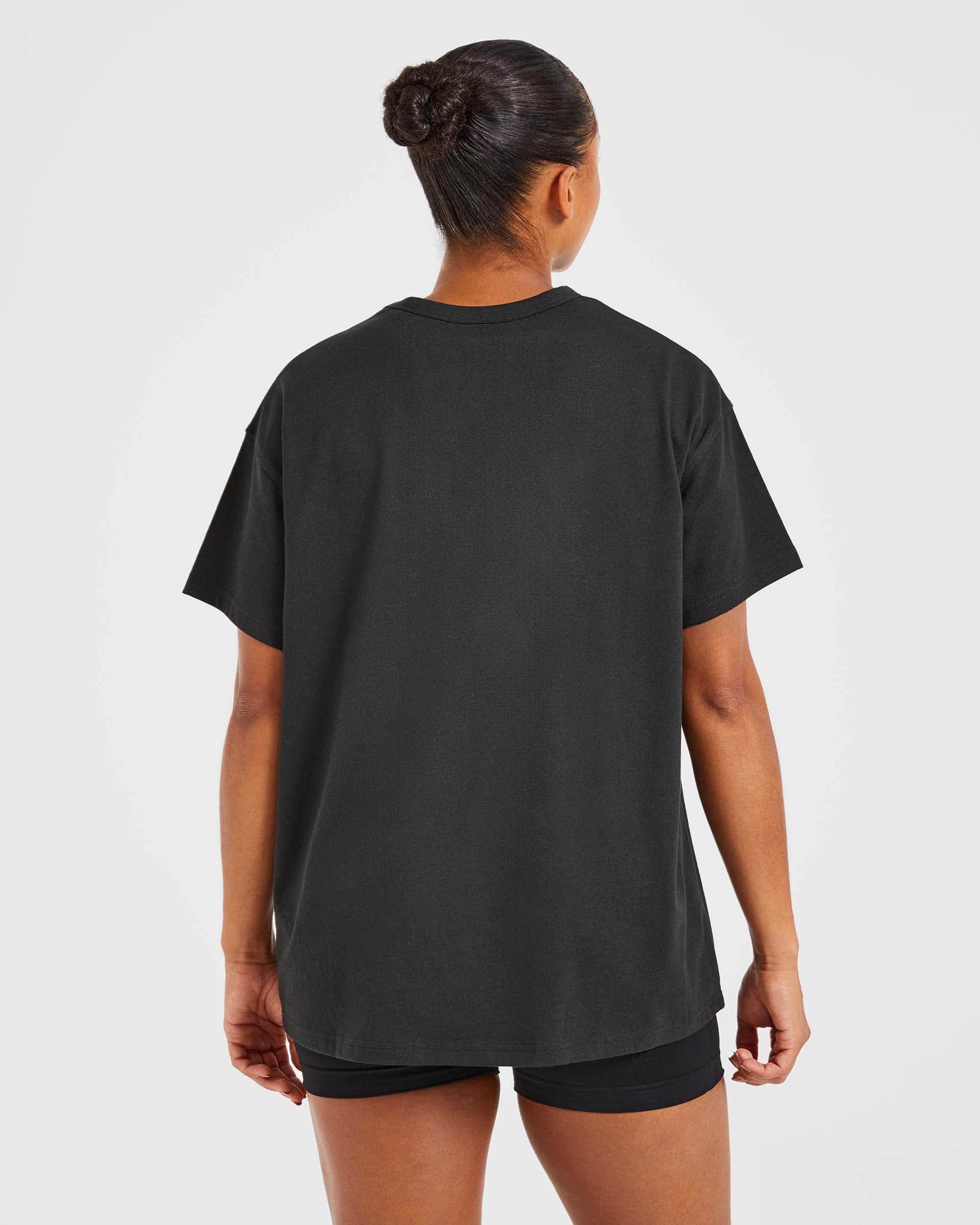 Varsity Oversized T Shirt - Black - aybldev