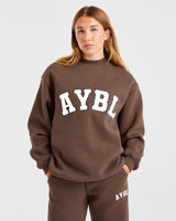 Varsity Oversized Sweatshirt - Brown