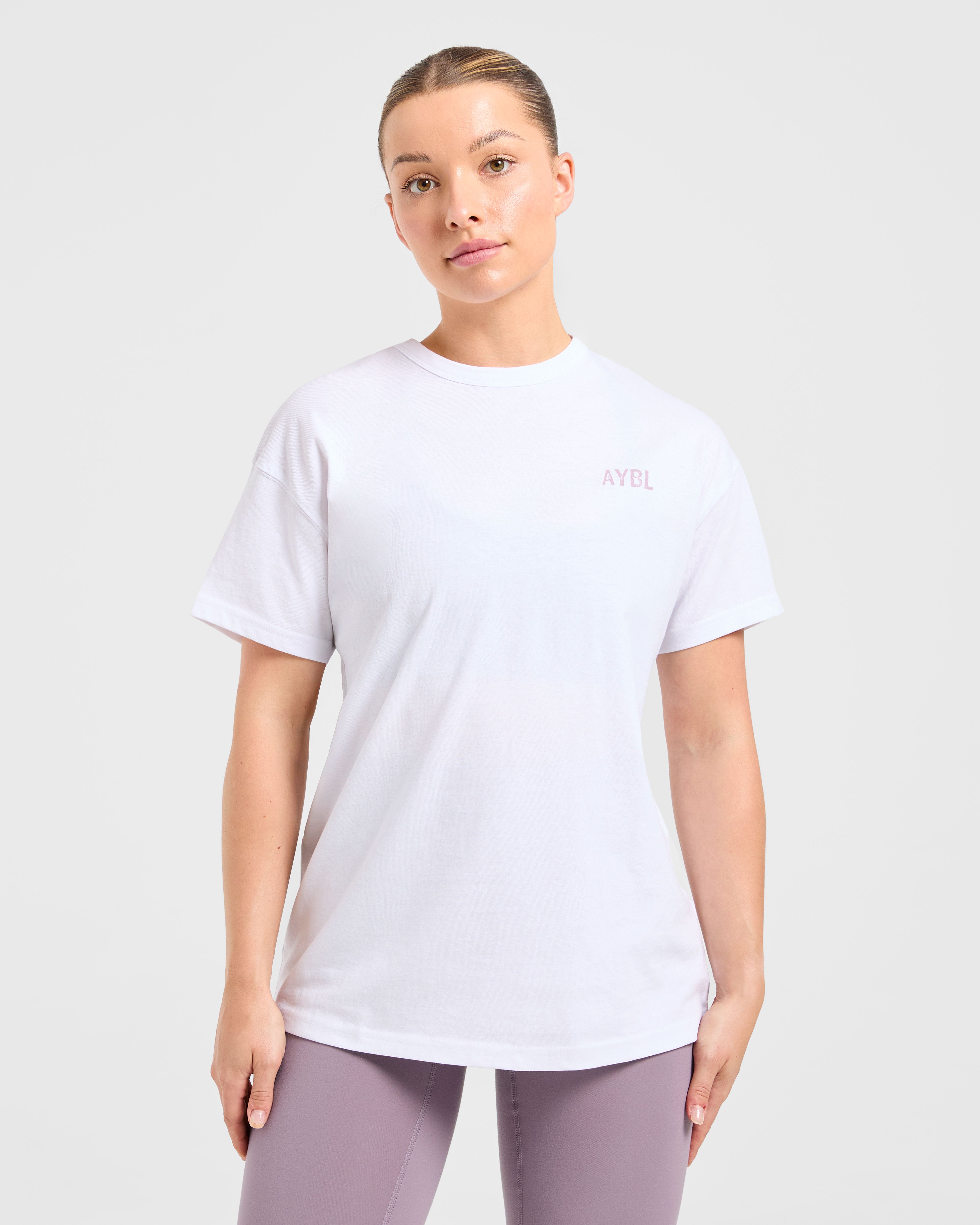 Strong Women Graphic Oversized T Shirt - White/Lilac