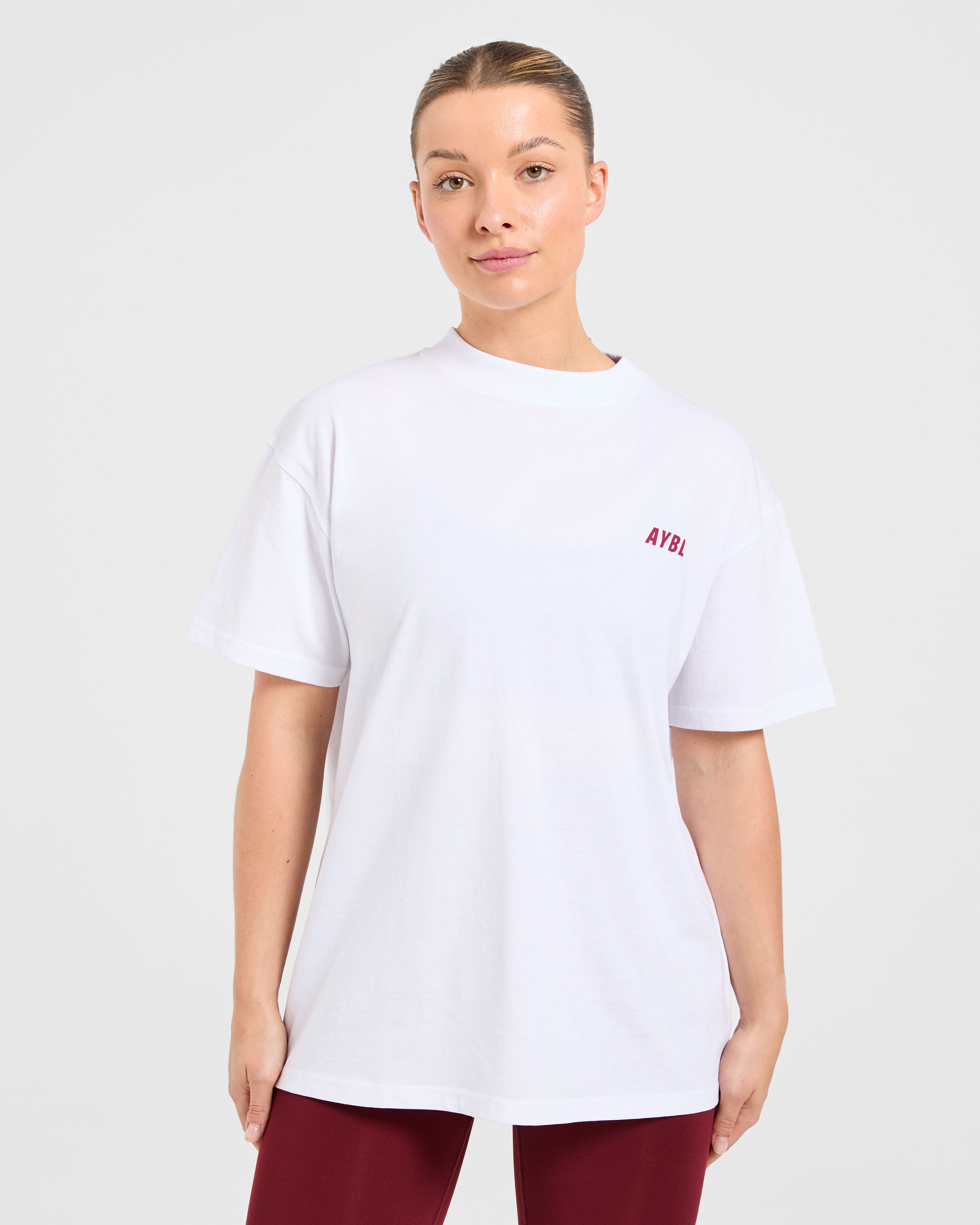 Cardio Club Oversized T Shirt - White/Burgundy