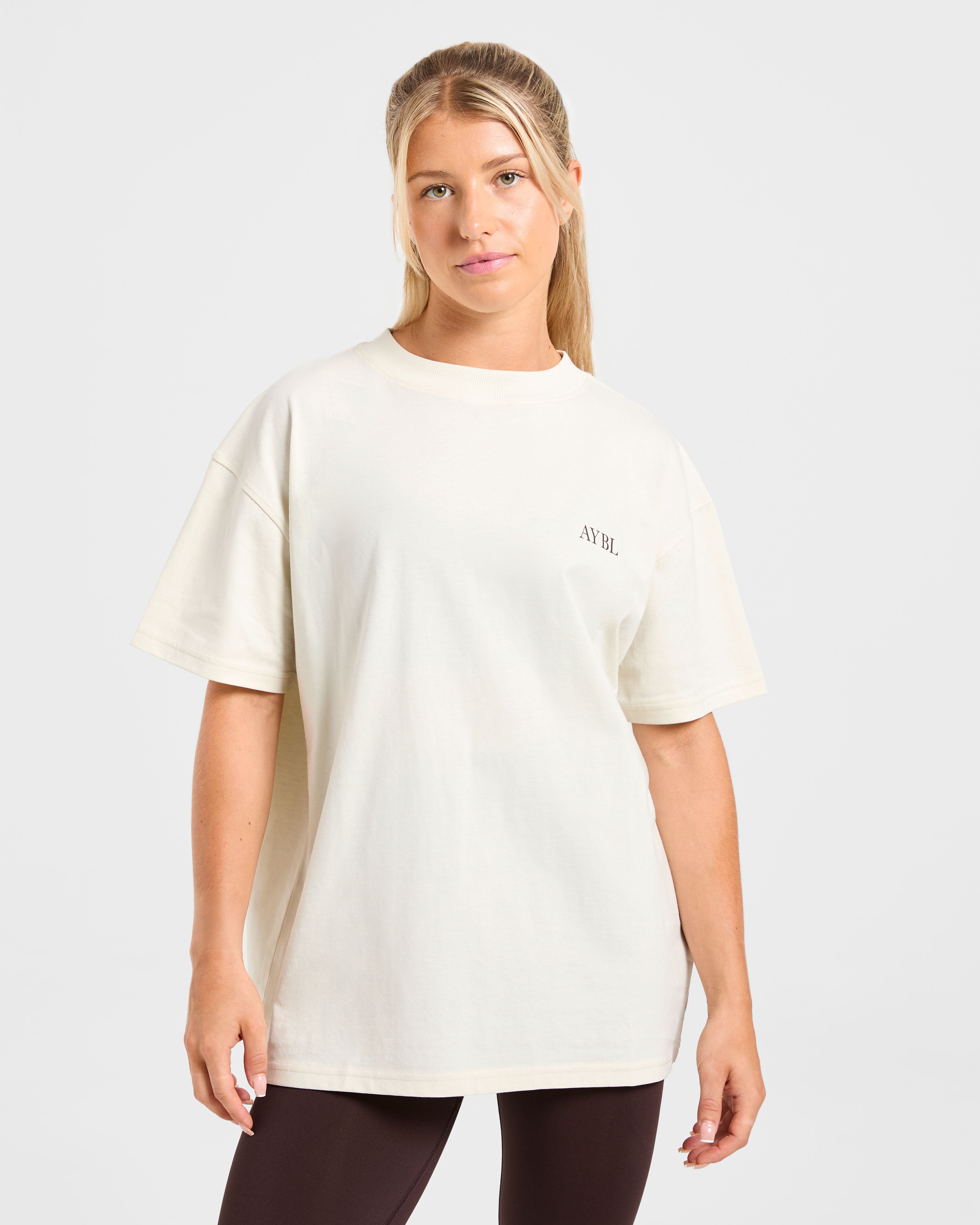 Body, Mind, You Oversized T Shirt - Beige/Brown