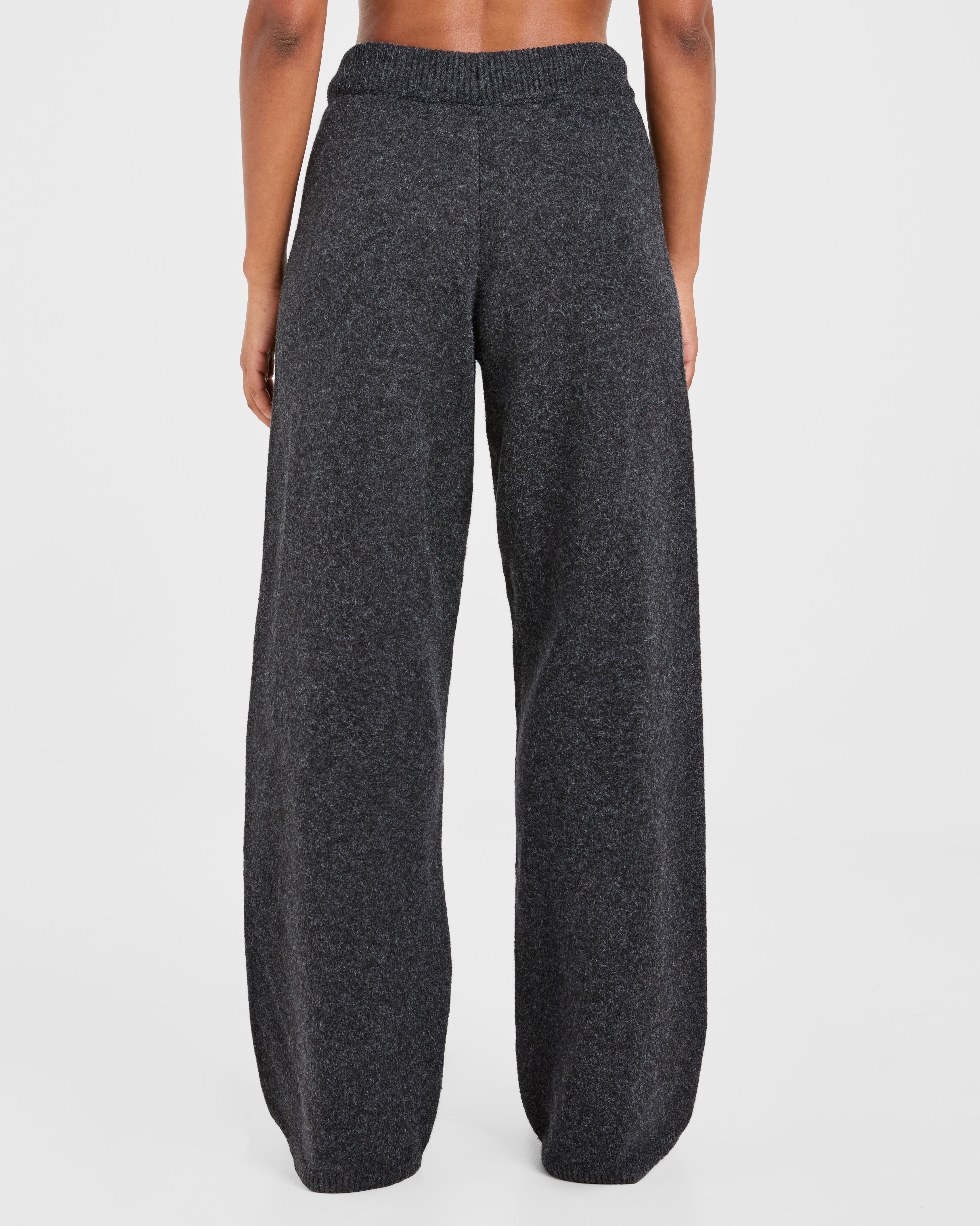 Varsity Oversized Knitted Joggers - Charcoal