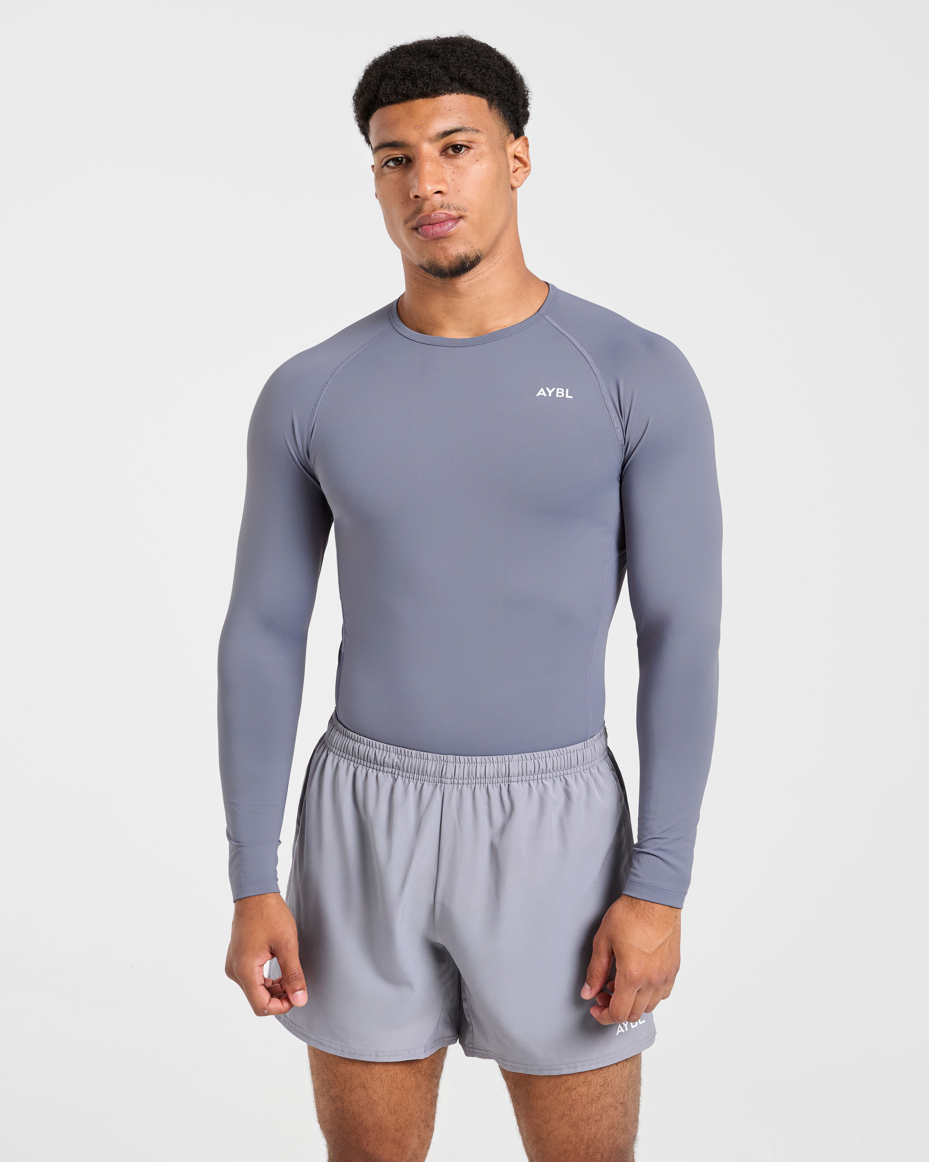 Compression Long Sleeve T Shirt- Slate Grey