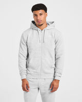 Essential Lightweight Zip Up Hoodie - Grey Marl