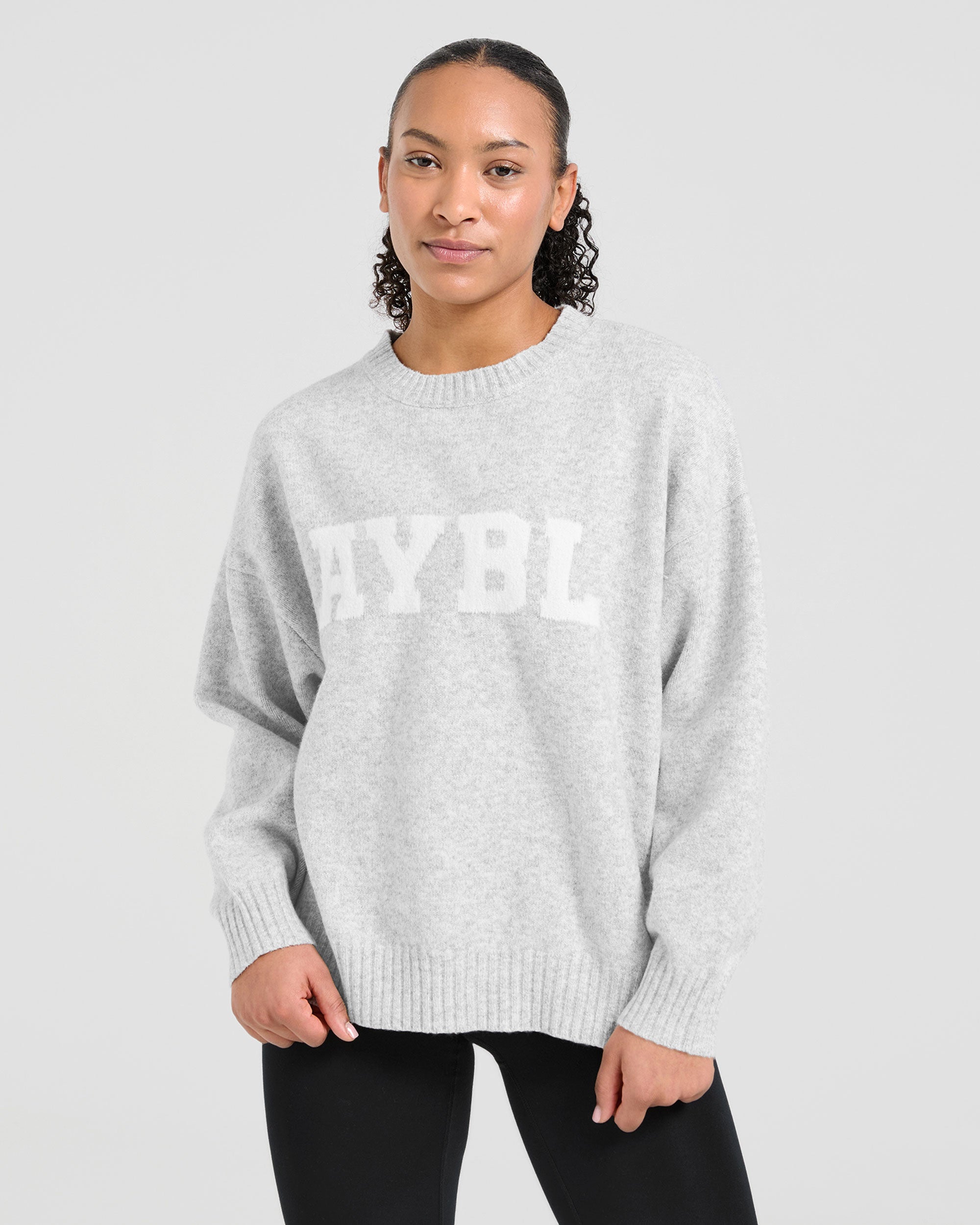 JD Varsity Oversized Knitted Sweater - Grey Marl (Copy)