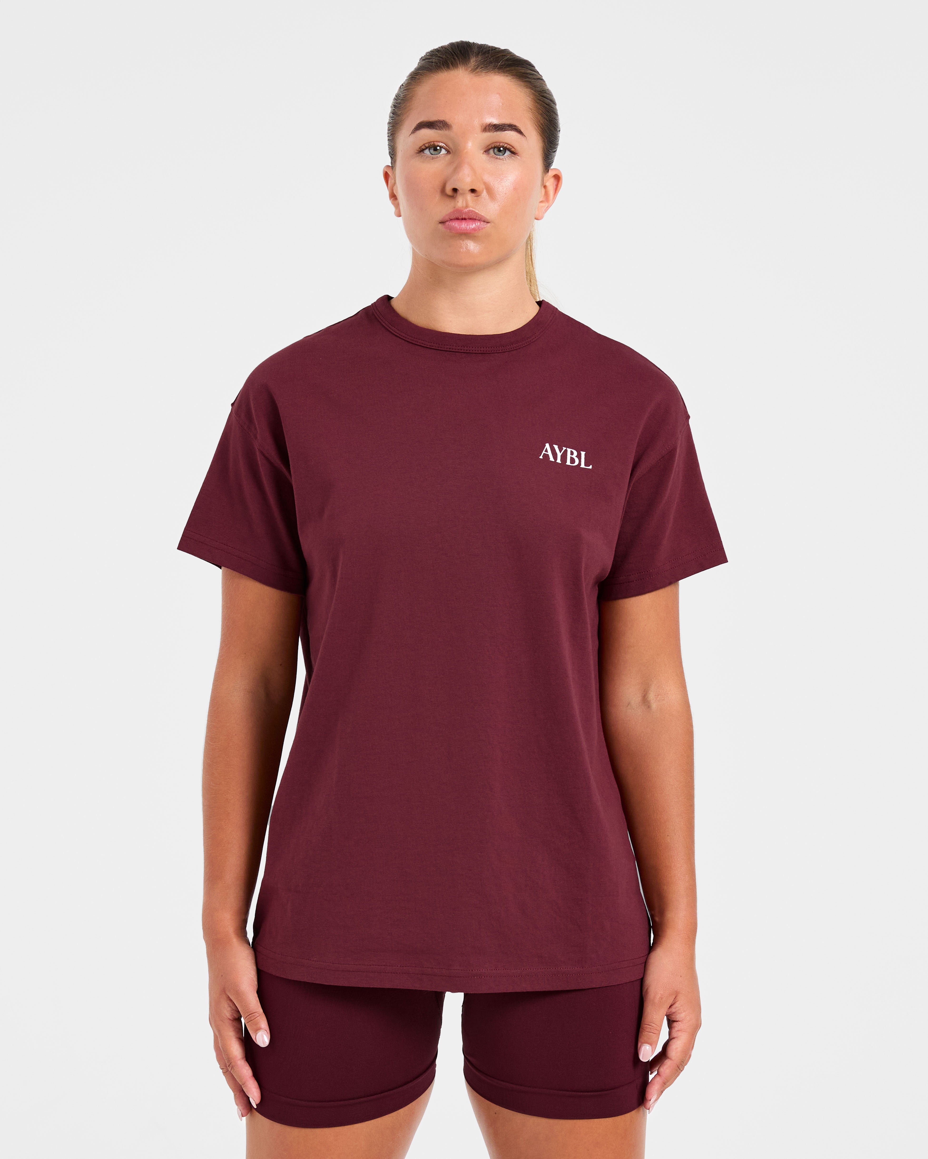 Athletics Club Oversized T Shirt - Red Wine/Pink