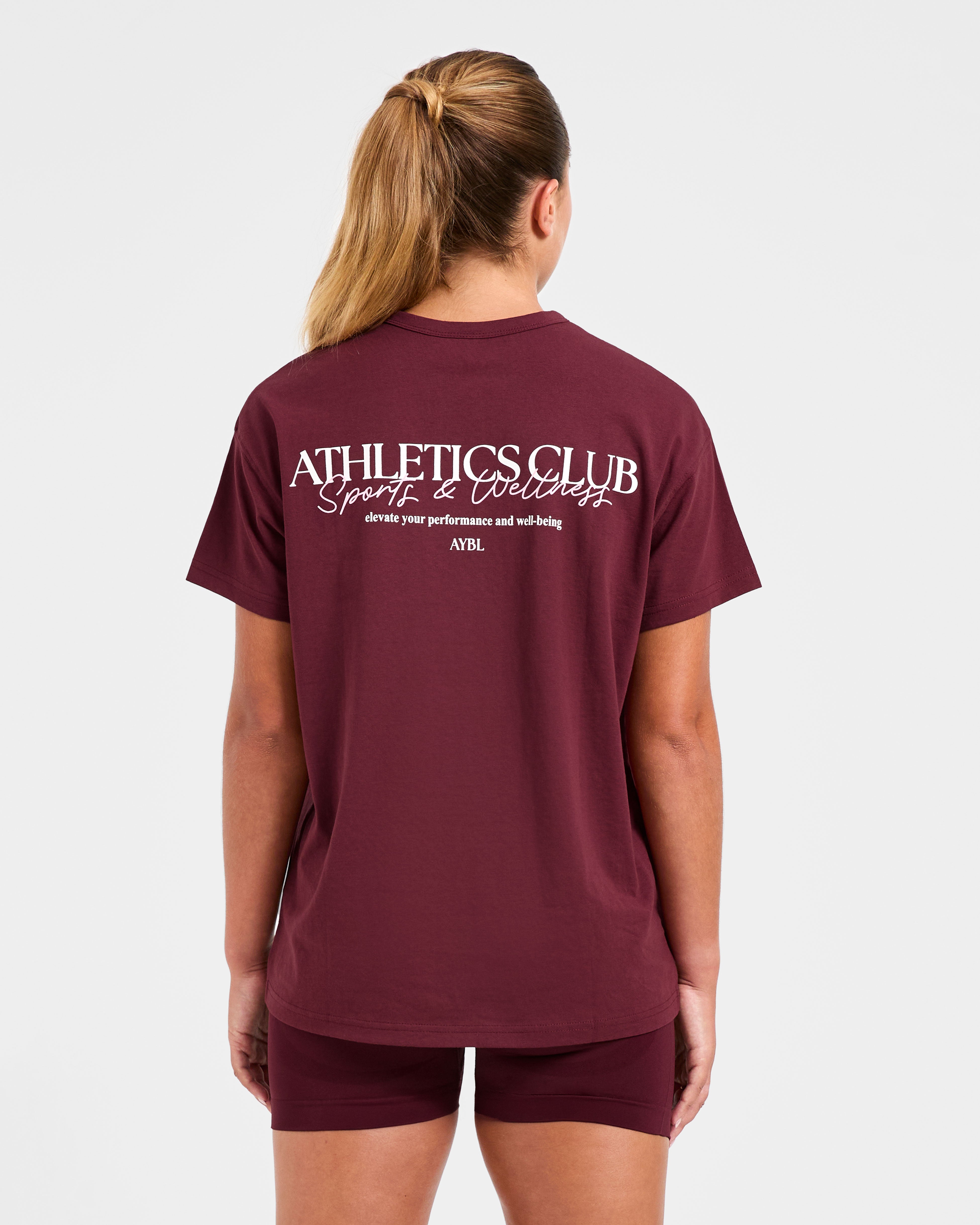 Athletics Club Oversized T Shirt - Red Wine/Pink