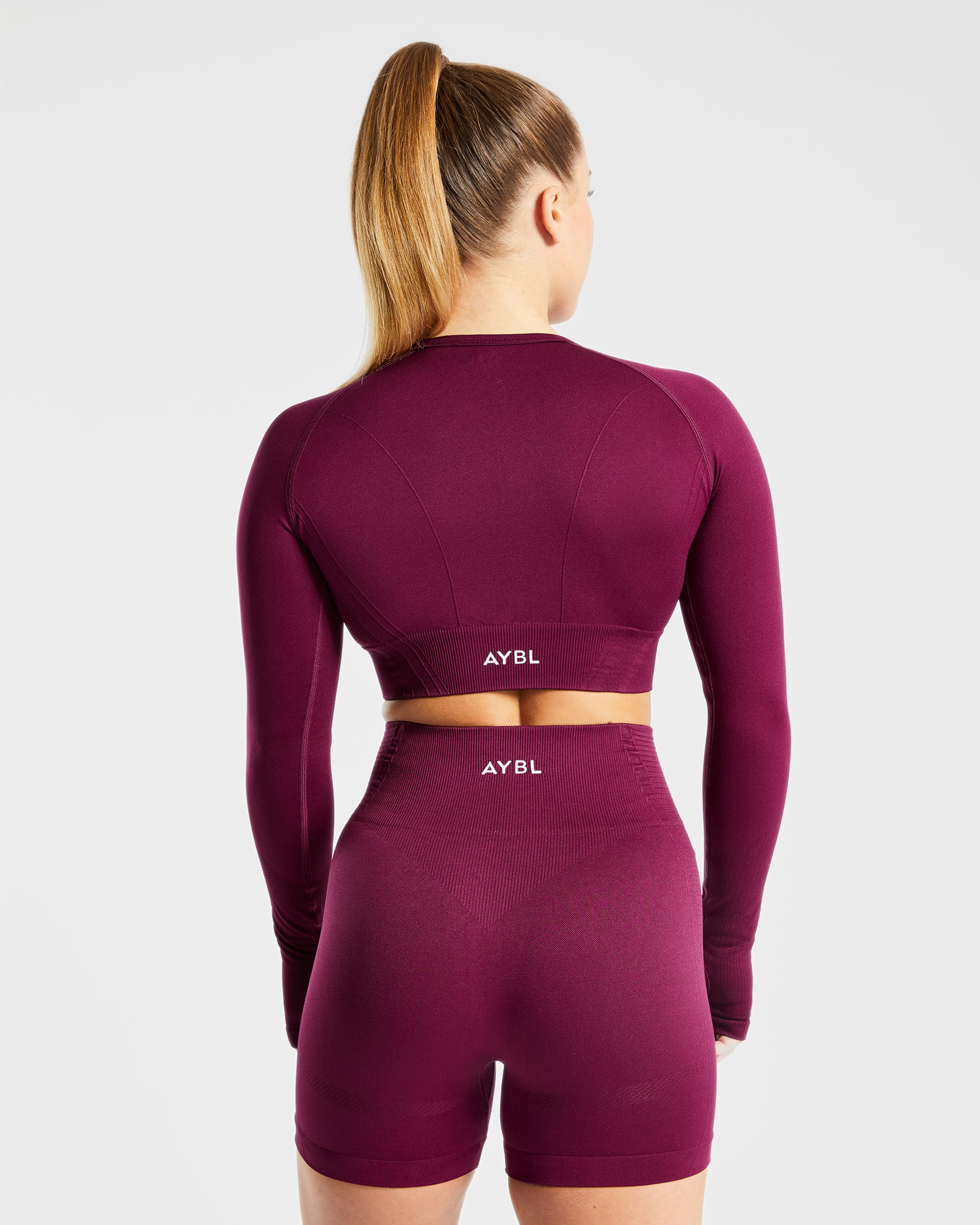 Balance V2 Seamless Long Sleeve Crop Top - Purple Wine