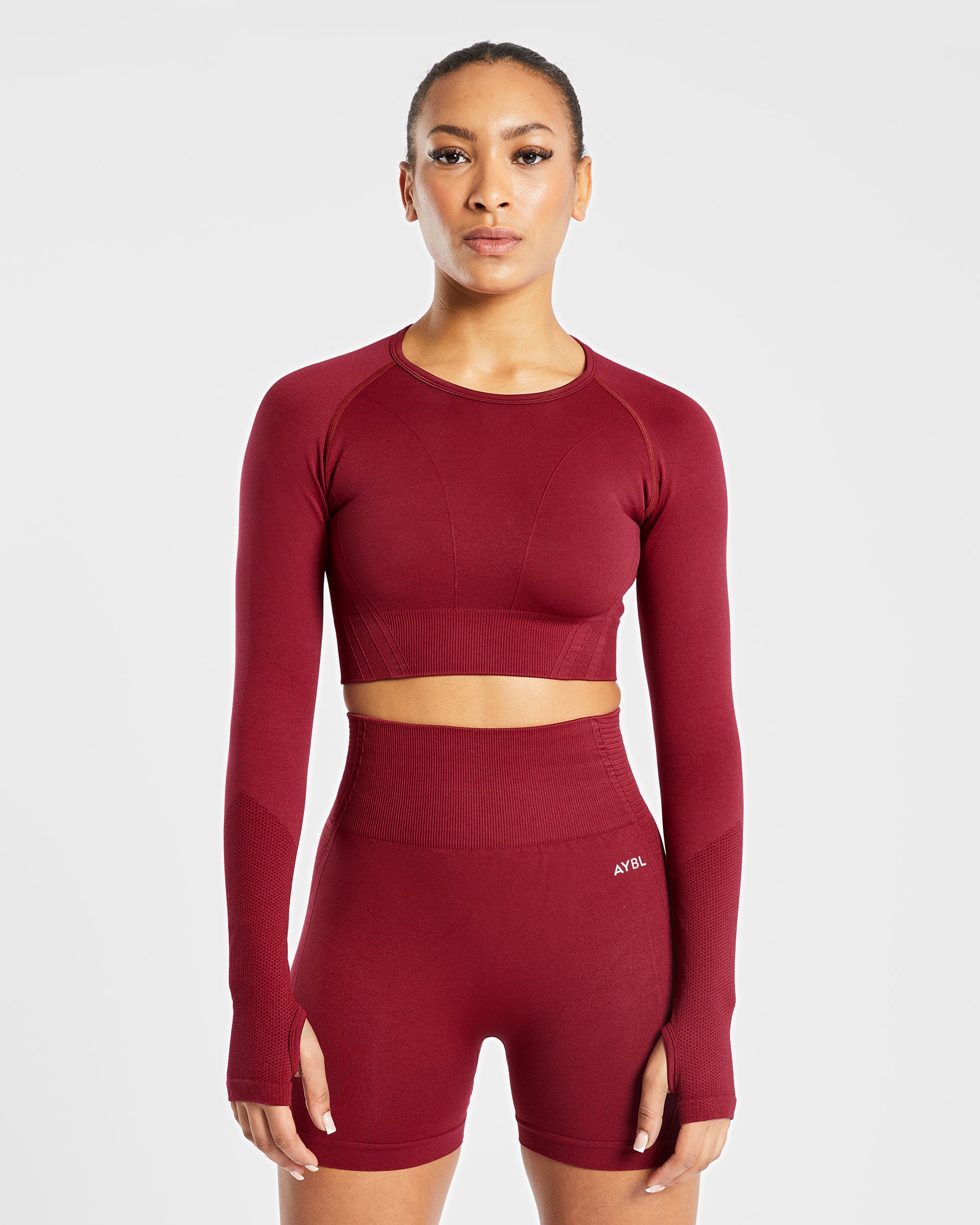Balance V2 Seamless Long Sleeve Crop Top - Rumba Red