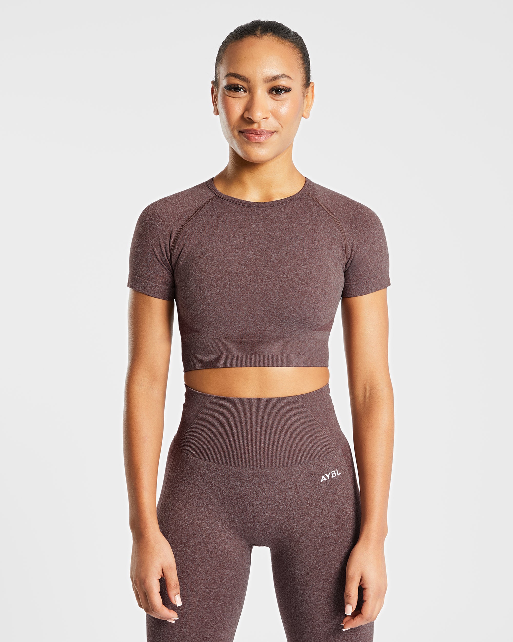 Empower Seamless Crop Top - Brown Marl - aybldev