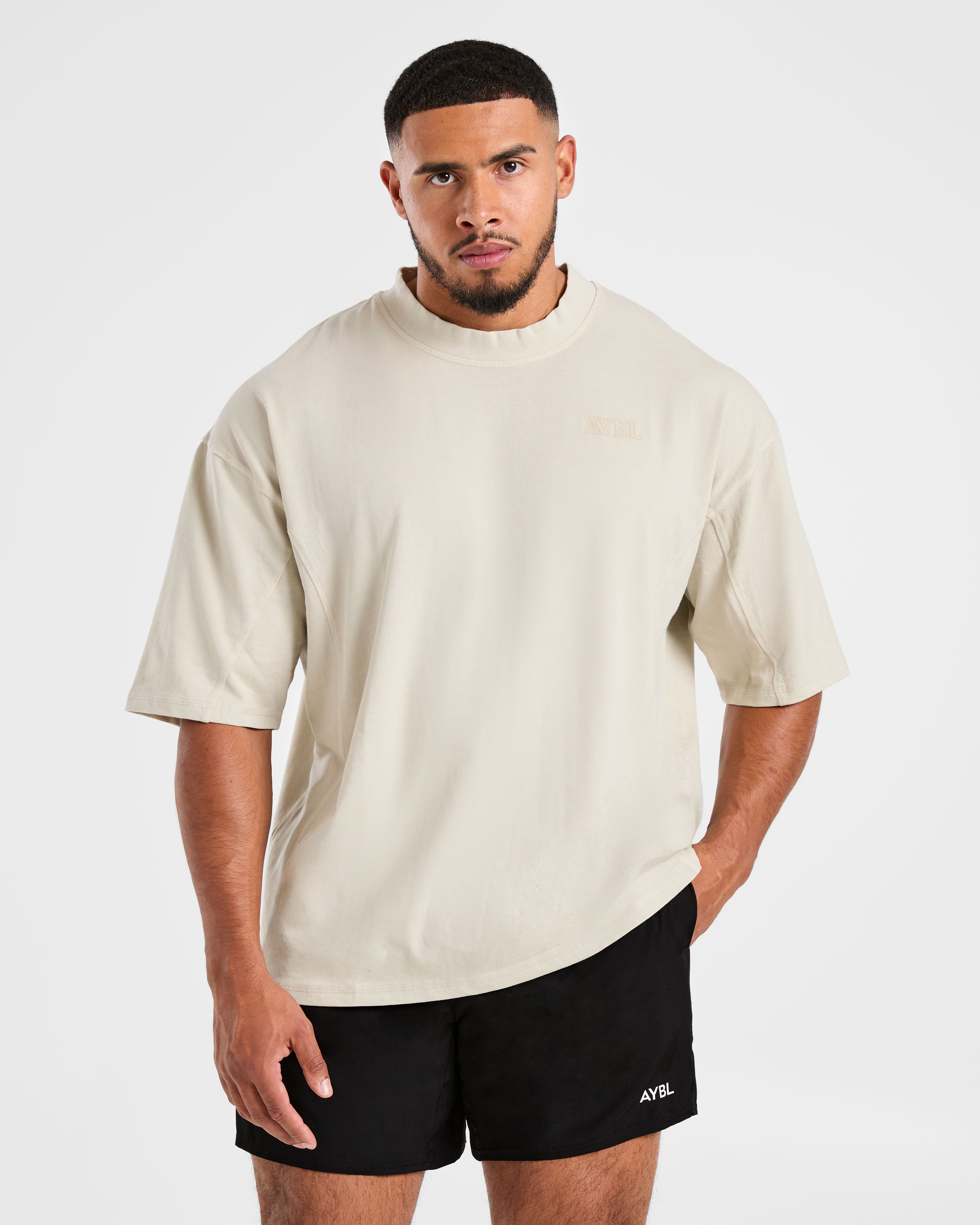 Lift Club Distressed Oversized T Shirt - Sand