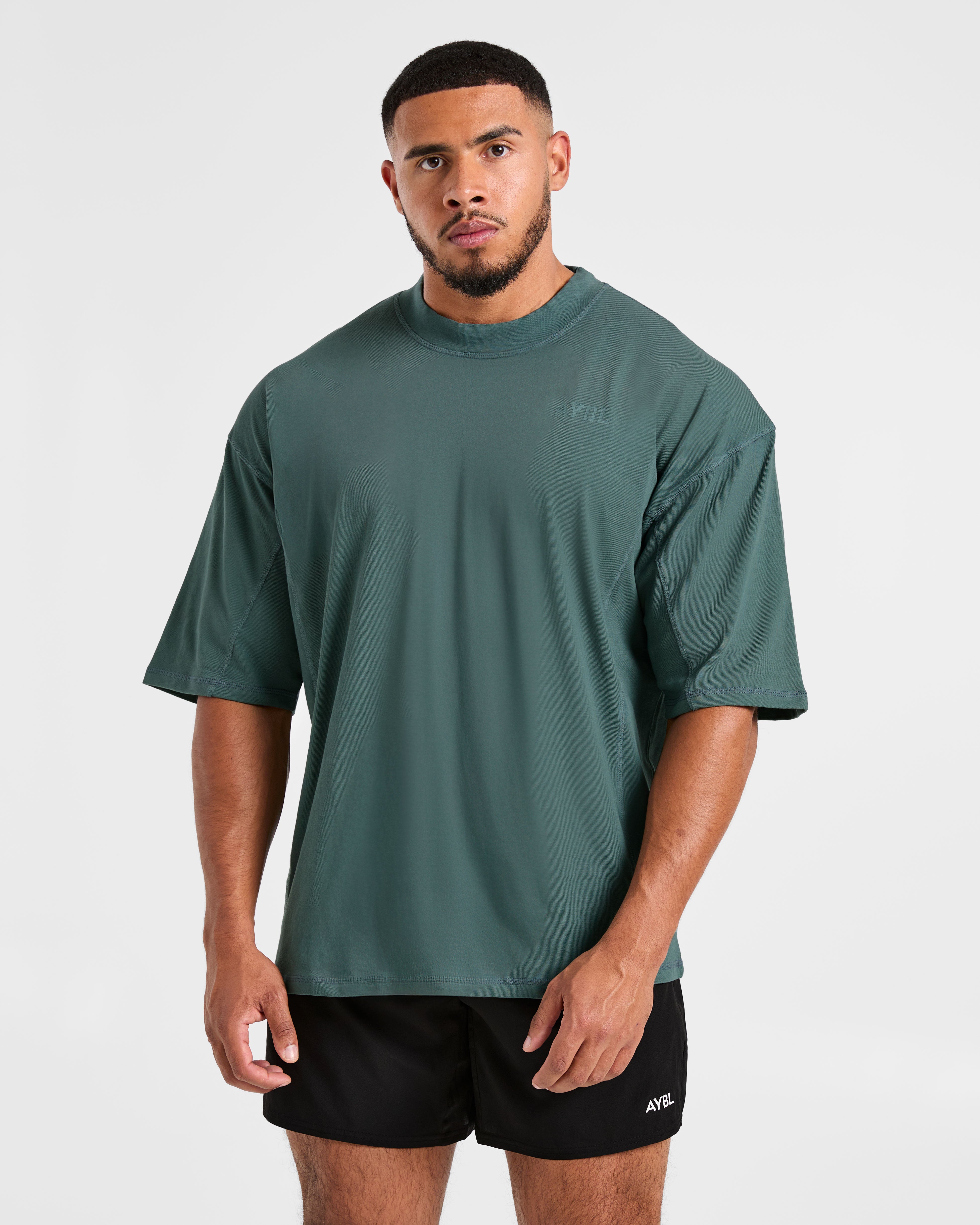 Lift Club Distressed Oversized T Shirt - Washed Teal