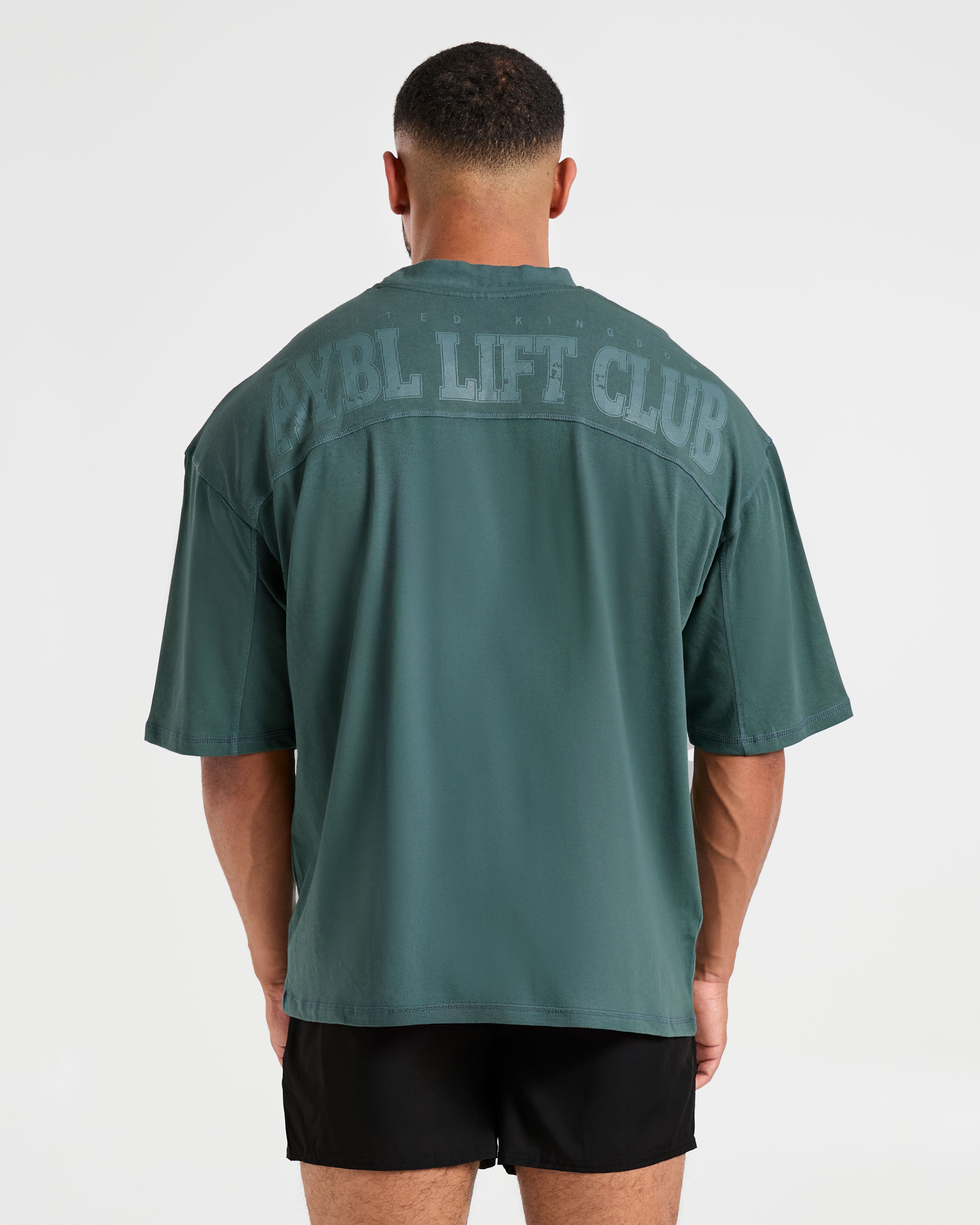 Lift Club Distressed Oversized T Shirt - Washed Teal